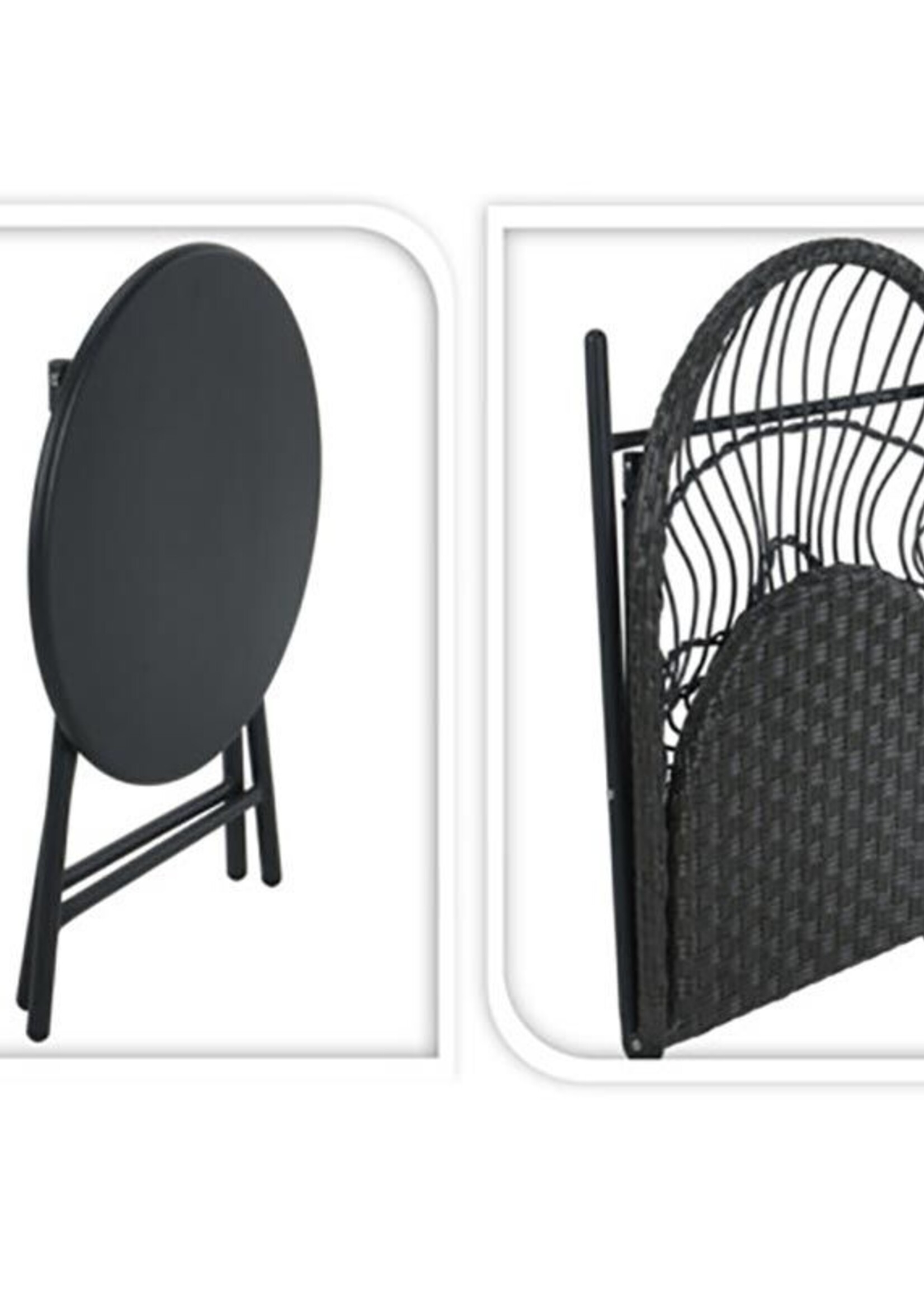Ambiance Bistroset - 3-Delig - Tuinset met Bijzettafel - Metaal - Vouwbaar
