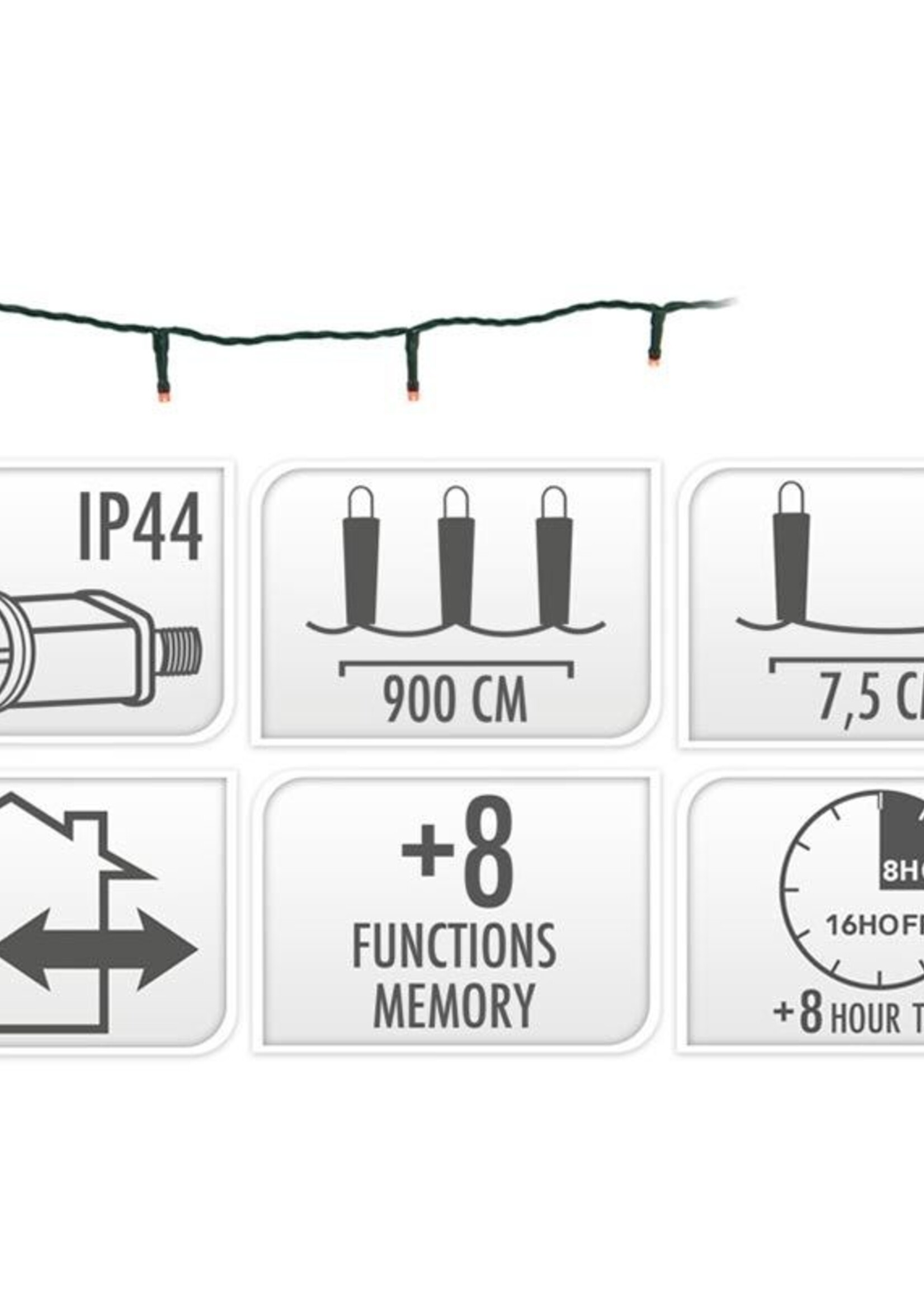 Kerstverlichting 120 led- 9m - rood - Timer - Lichtfuncties - Geheugen - Buiten