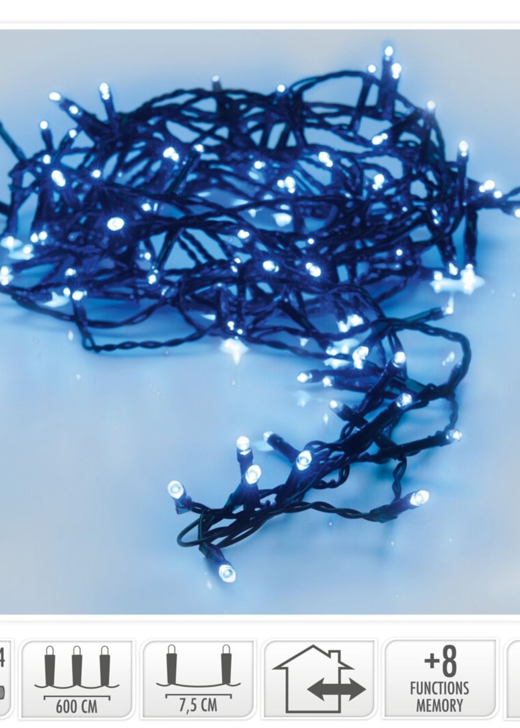 Kerstverlichting 80 led- 6m - blauw - Timer - Lichtfuncties - Geheugen - Buiten