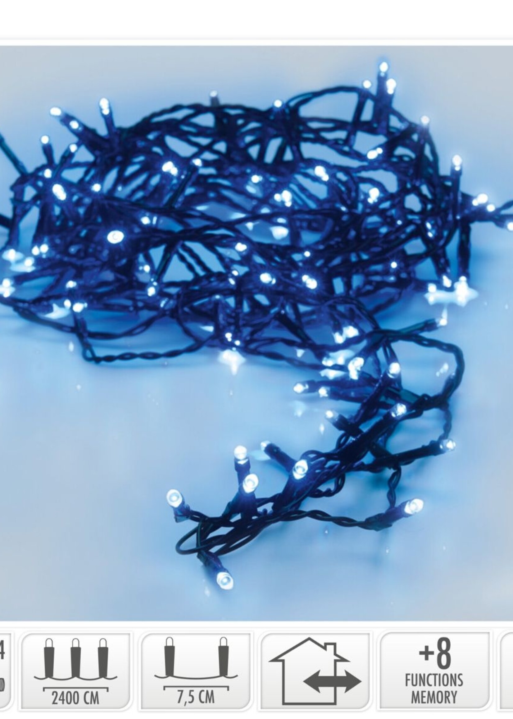 Kerstverlichting 320 led- 24m - blauw - Timer - Lichtfuncties - Geheugen - Buiten