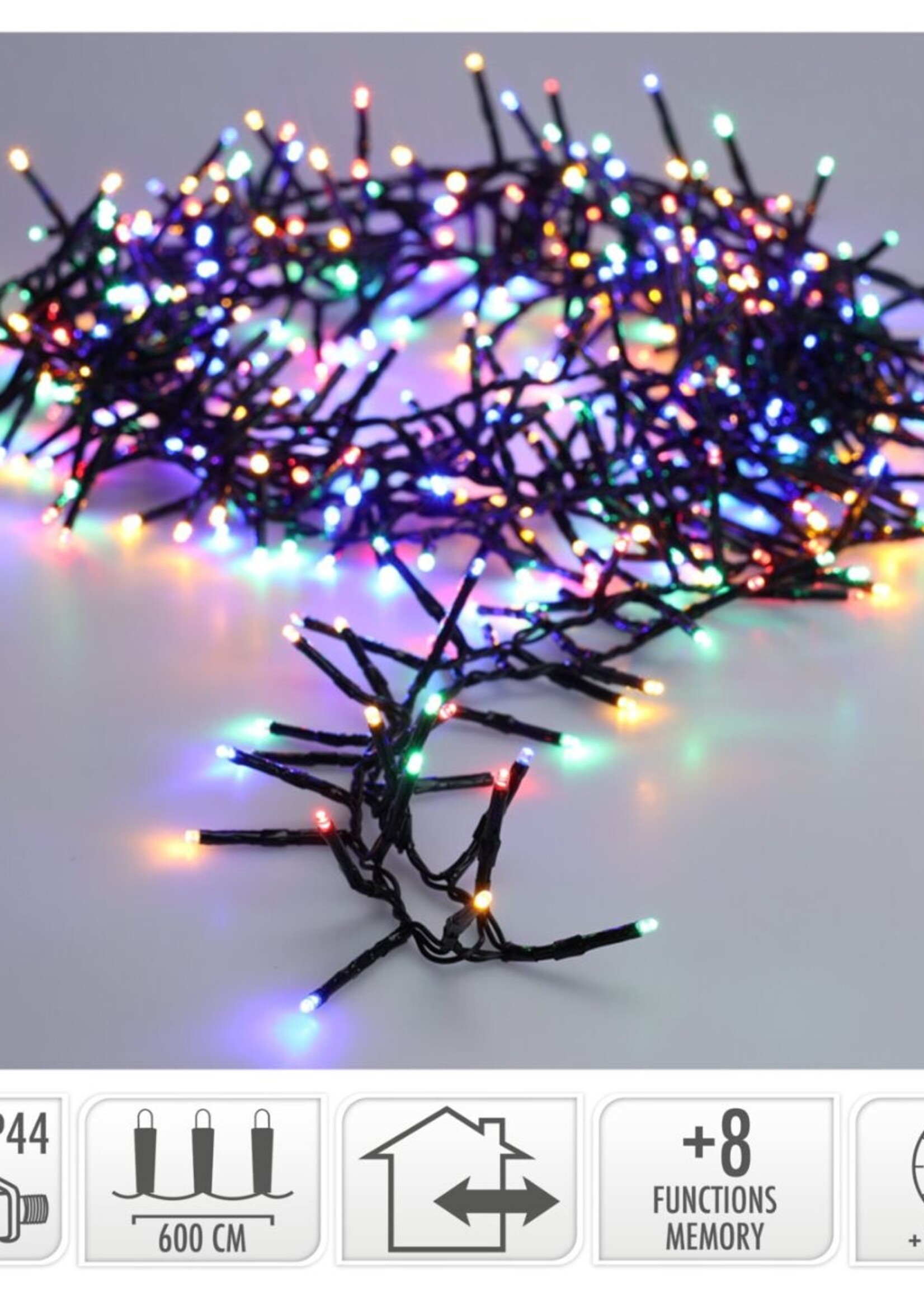 Maxi Cluster Kerstverlichting - 400 led - 6m - multicolor - Timer - Lichtfuncties - Geheugen - Buiten