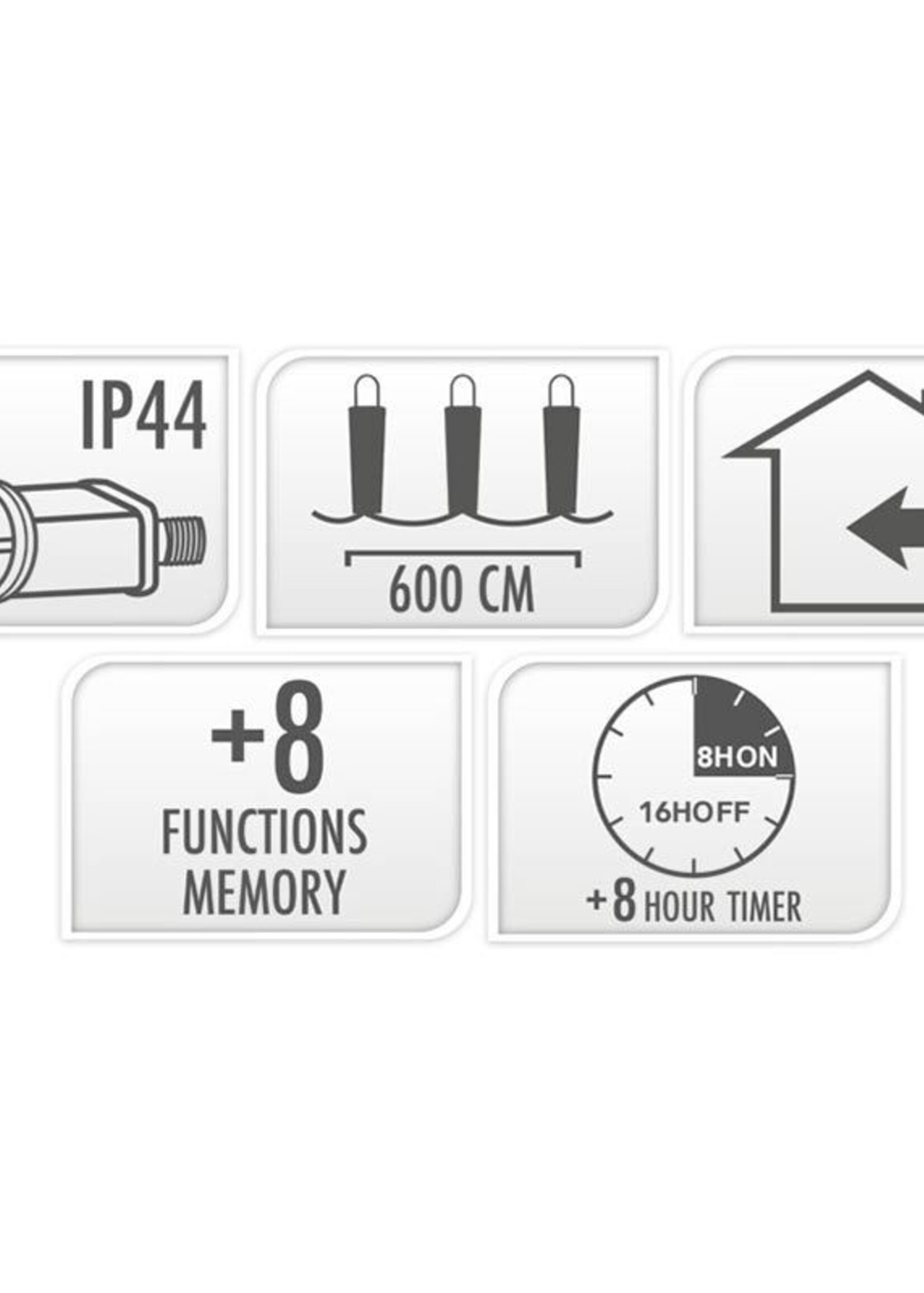 Maxi Cluster Kerstverlichting - 400 led - 6m - multicolor - Timer - Lichtfuncties - Geheugen - Buiten
