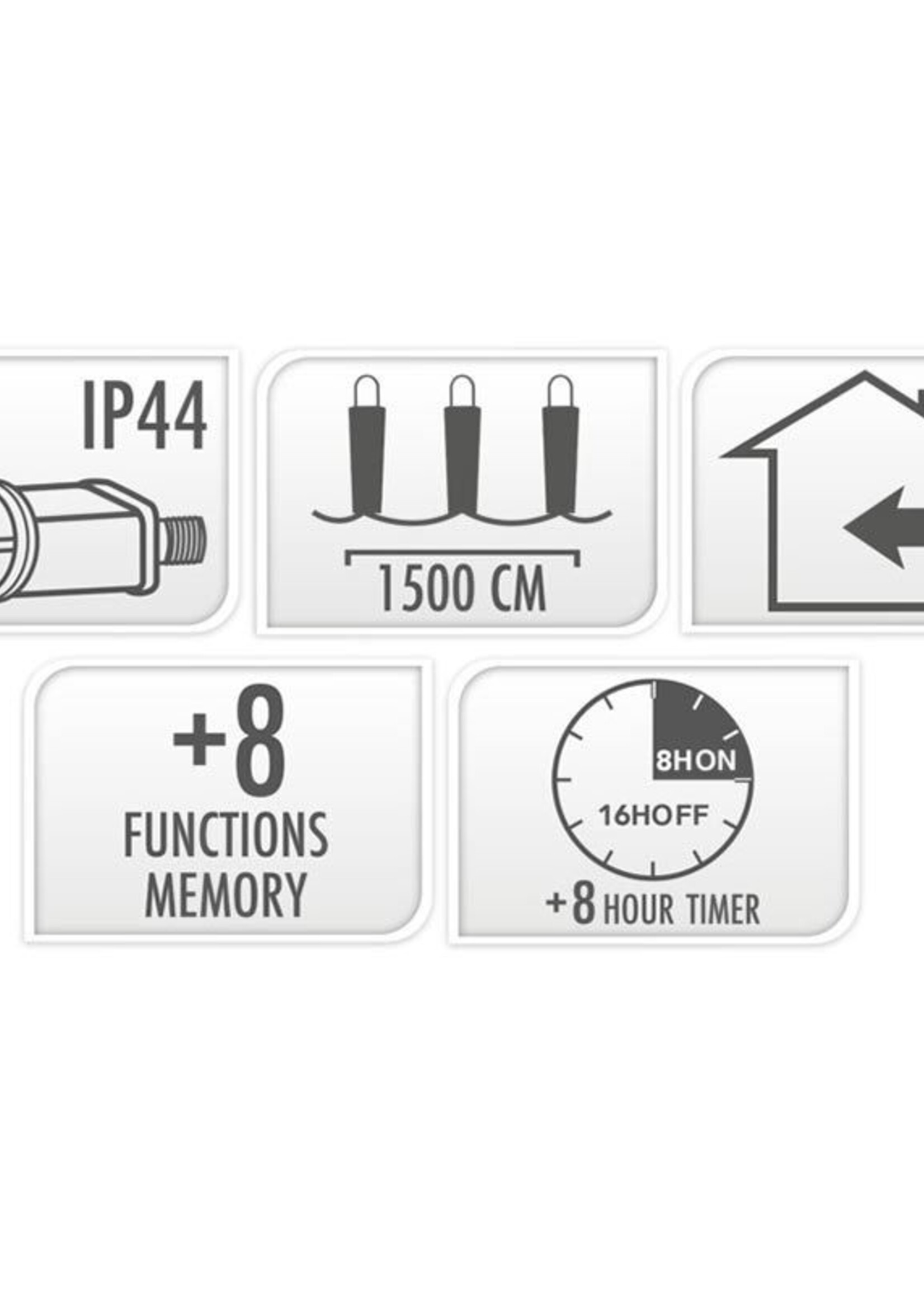 Maxi Cluster Kerstverlichting - 1000 led - 15m - multicolor - Timer - Lichtfuncties - Geheugen - Buiten