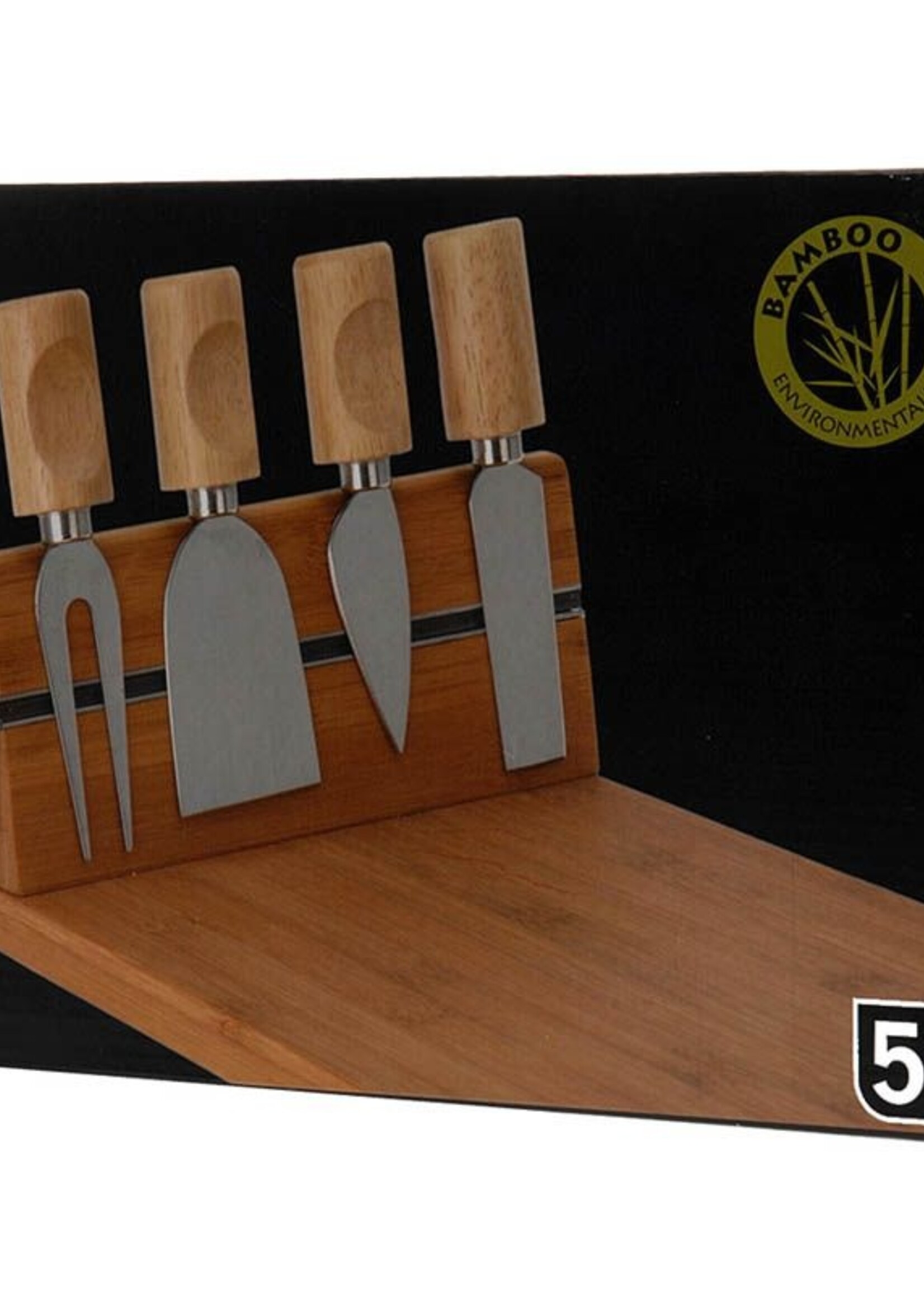 Excellent Houseware Bamboe kaasplank met 4 kaasmessen