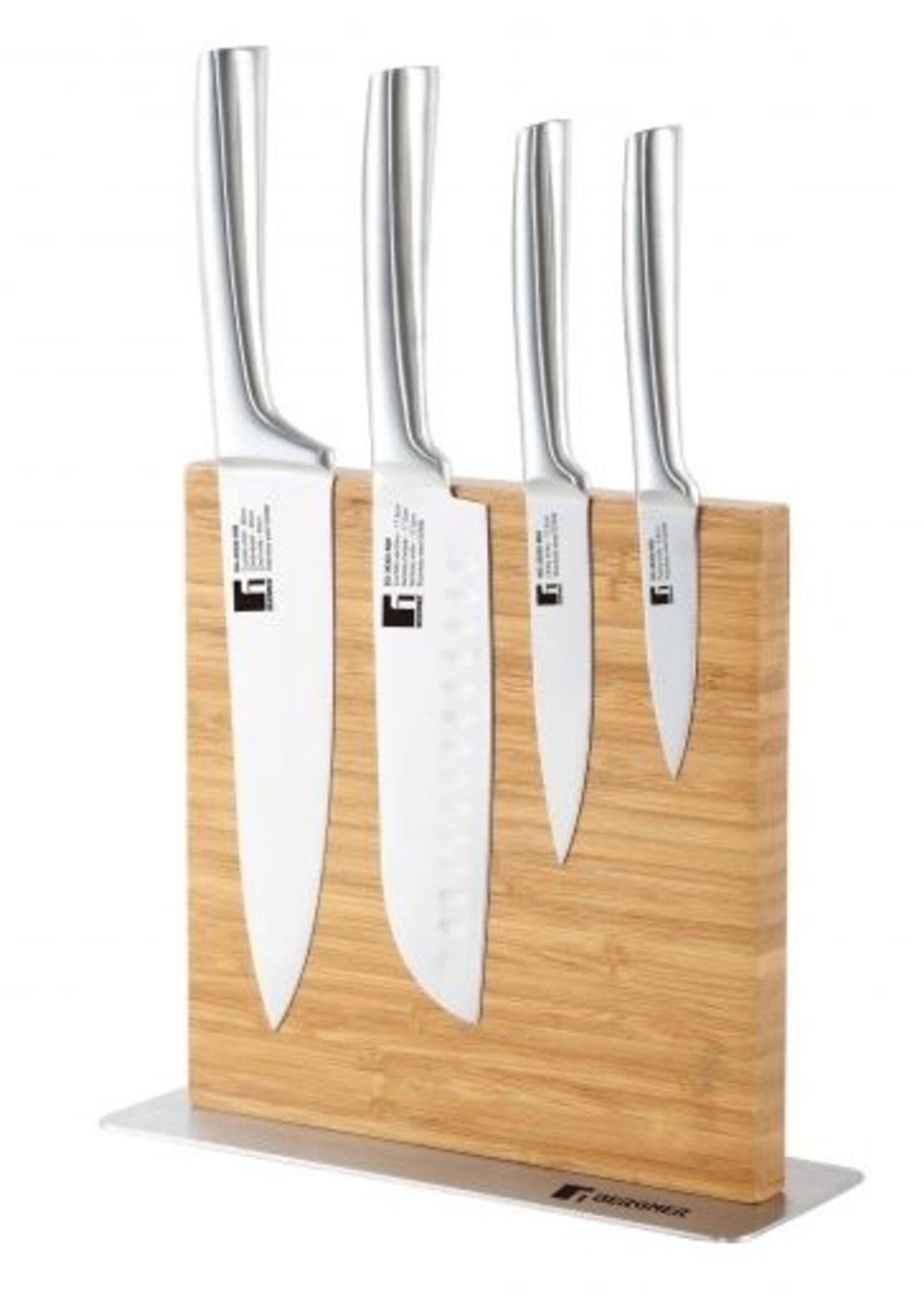 Bergner Messenset met Magneetblok - 5 delig - RVS en bamboe