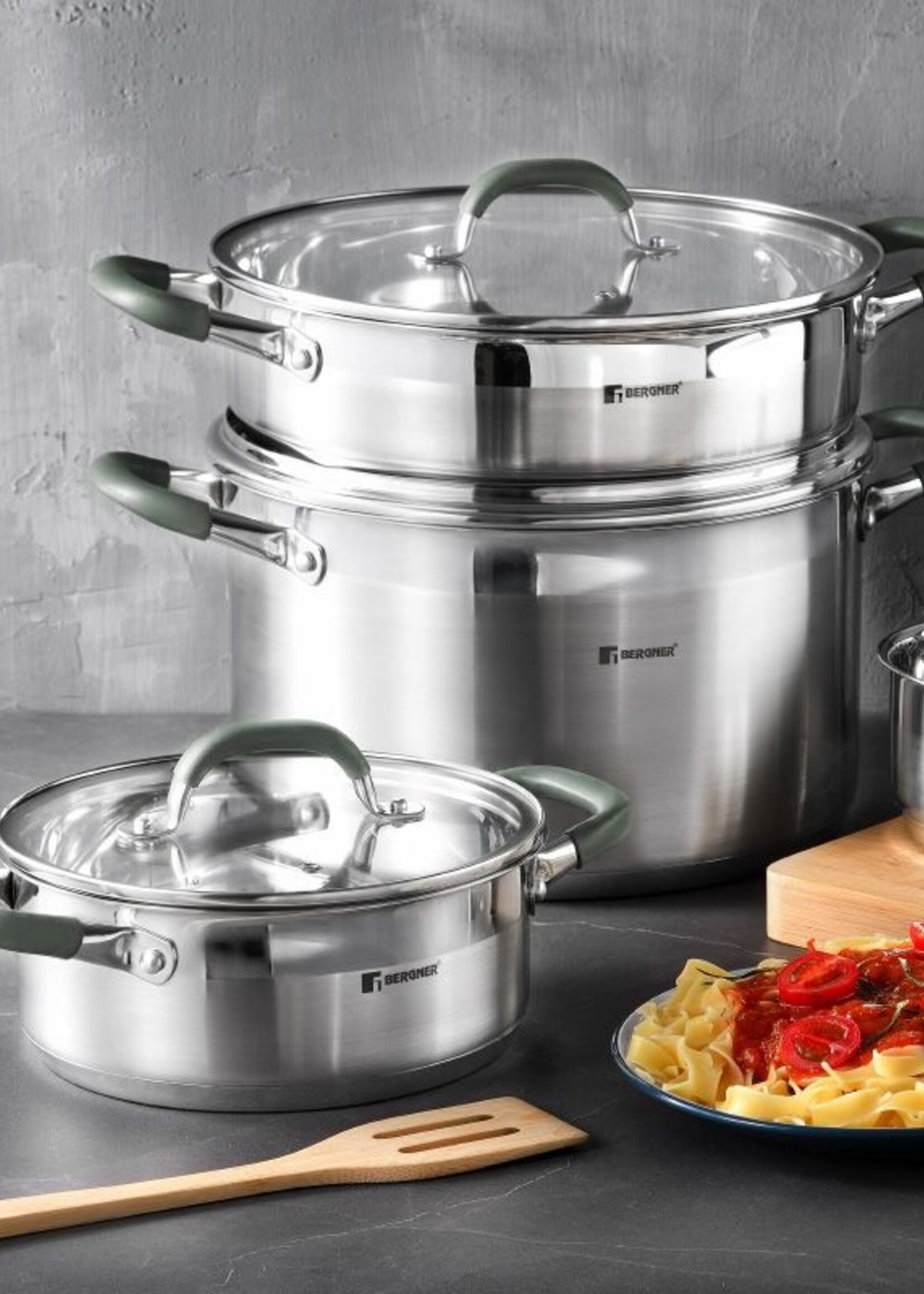 Bergner Midnight RVS Kookpan met  Deksel - Inductie - 20cm - 2.3L