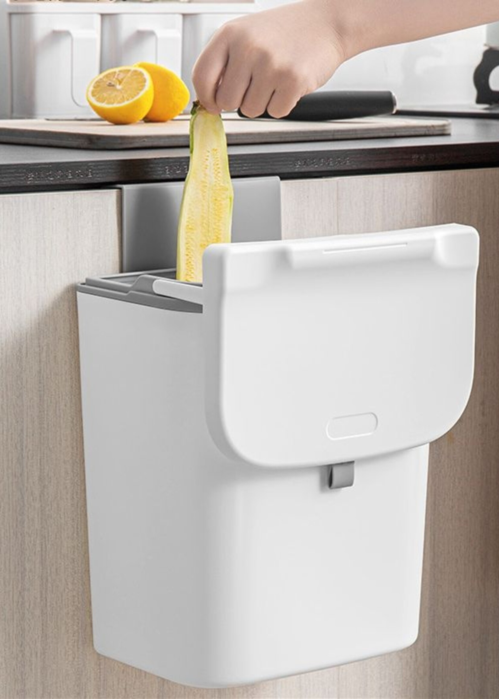 Ceruzo Afvalbakje - Aanrecht - GFT - met Schuifdeksel - Ophangbaar - 9 Liter