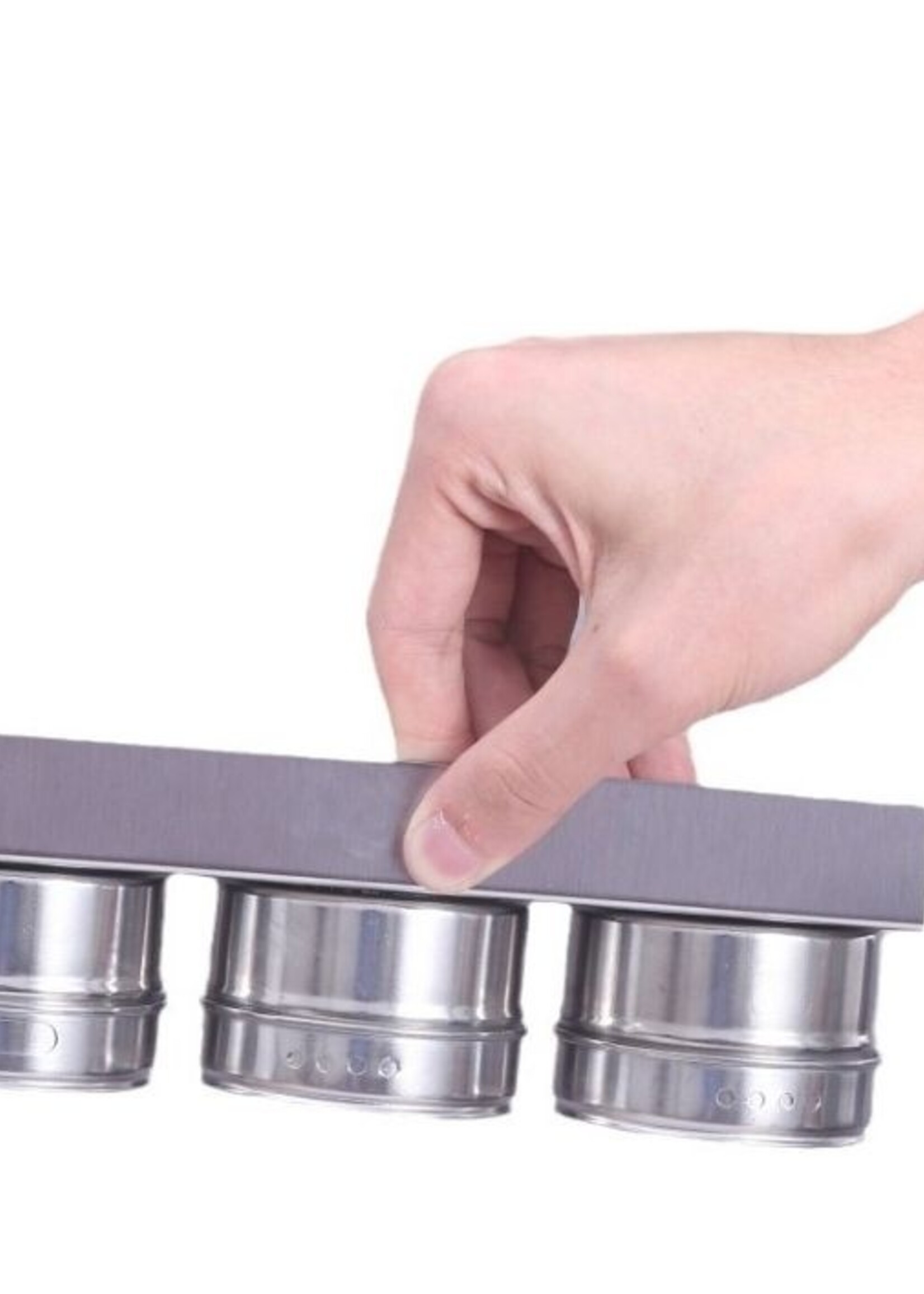 Ceruzo Kruidenrek Magnetisch - 9 RVS Kruidenpotjes