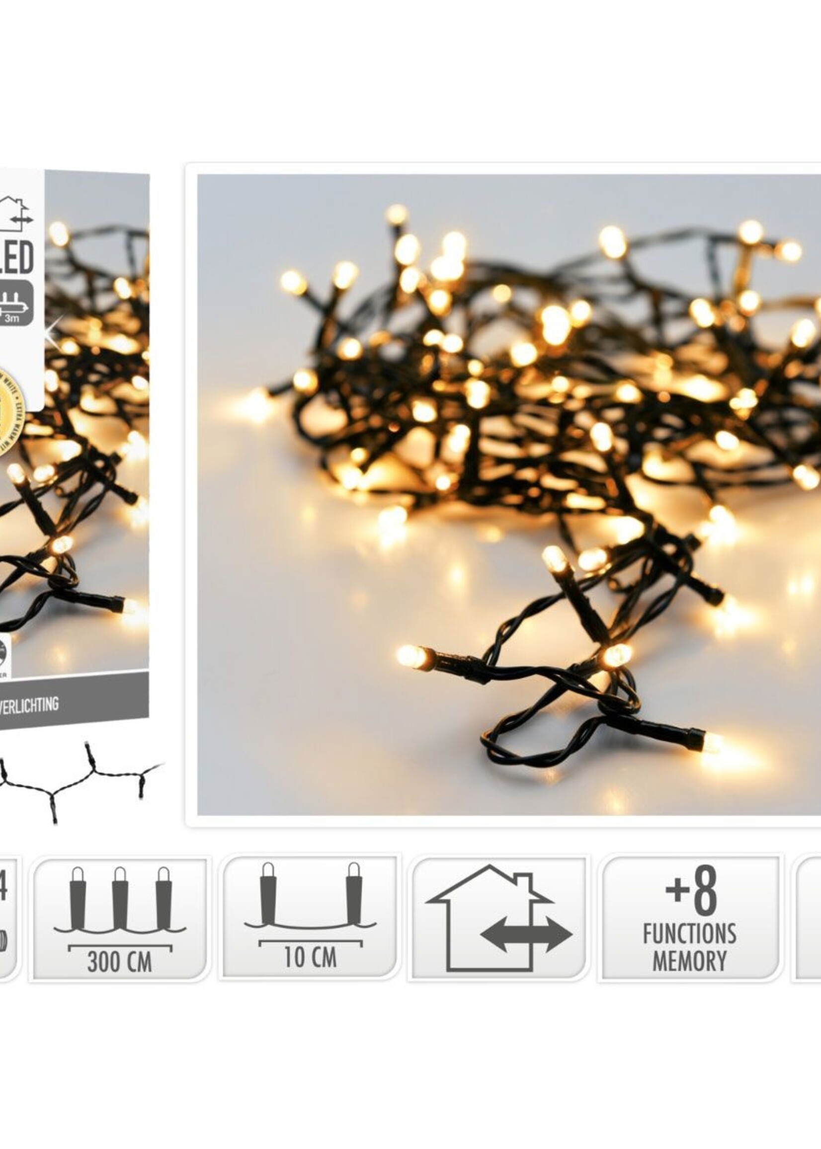 Kerstverlichting 40 led- 3m - extra warm wit - Timer - Lichtfuncties - Geheugen - Buiten