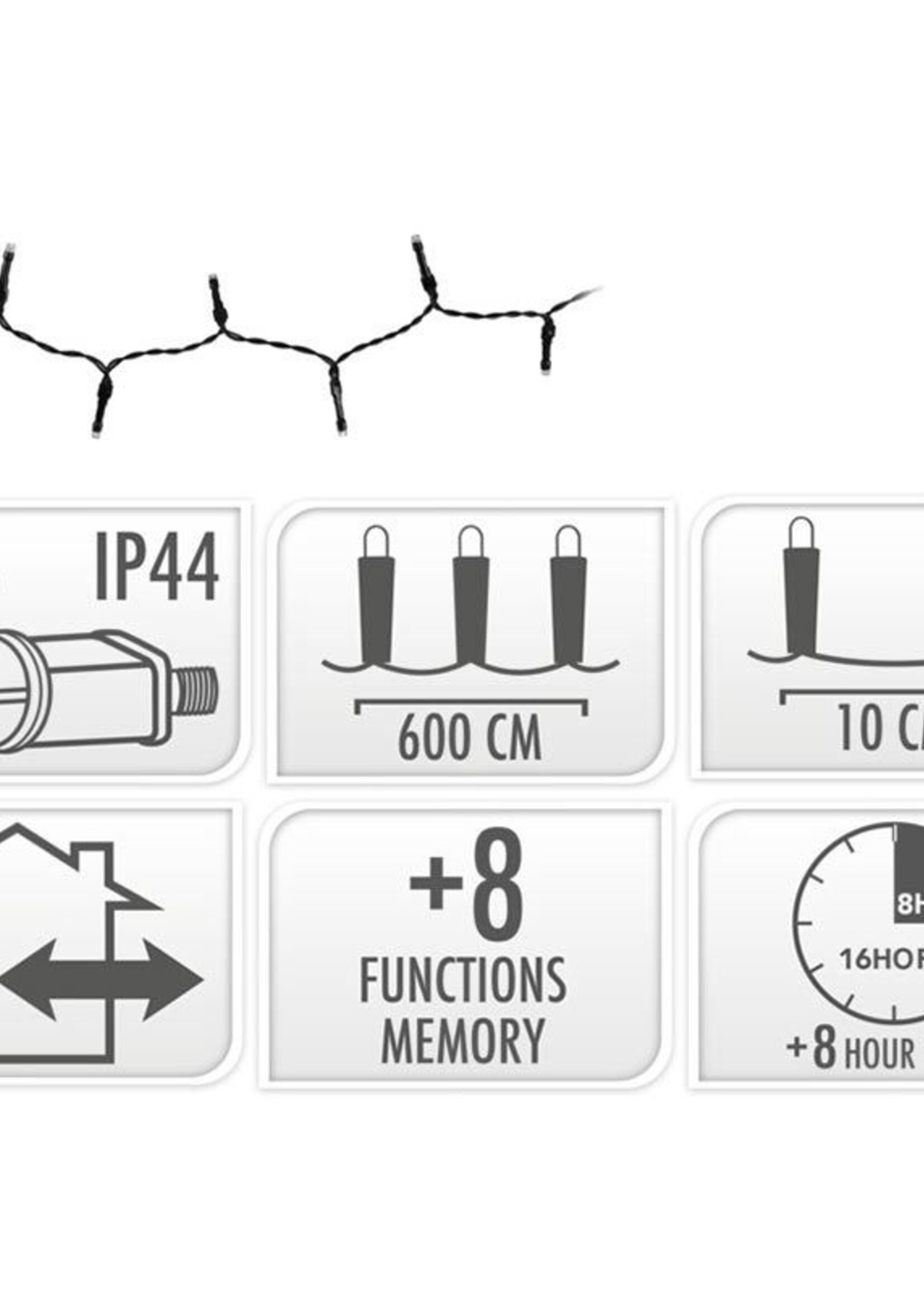 Kerstverlichting 80 led- 6m - extra warm wit - Timer - Lichtfuncties - Geheugen - Buiten