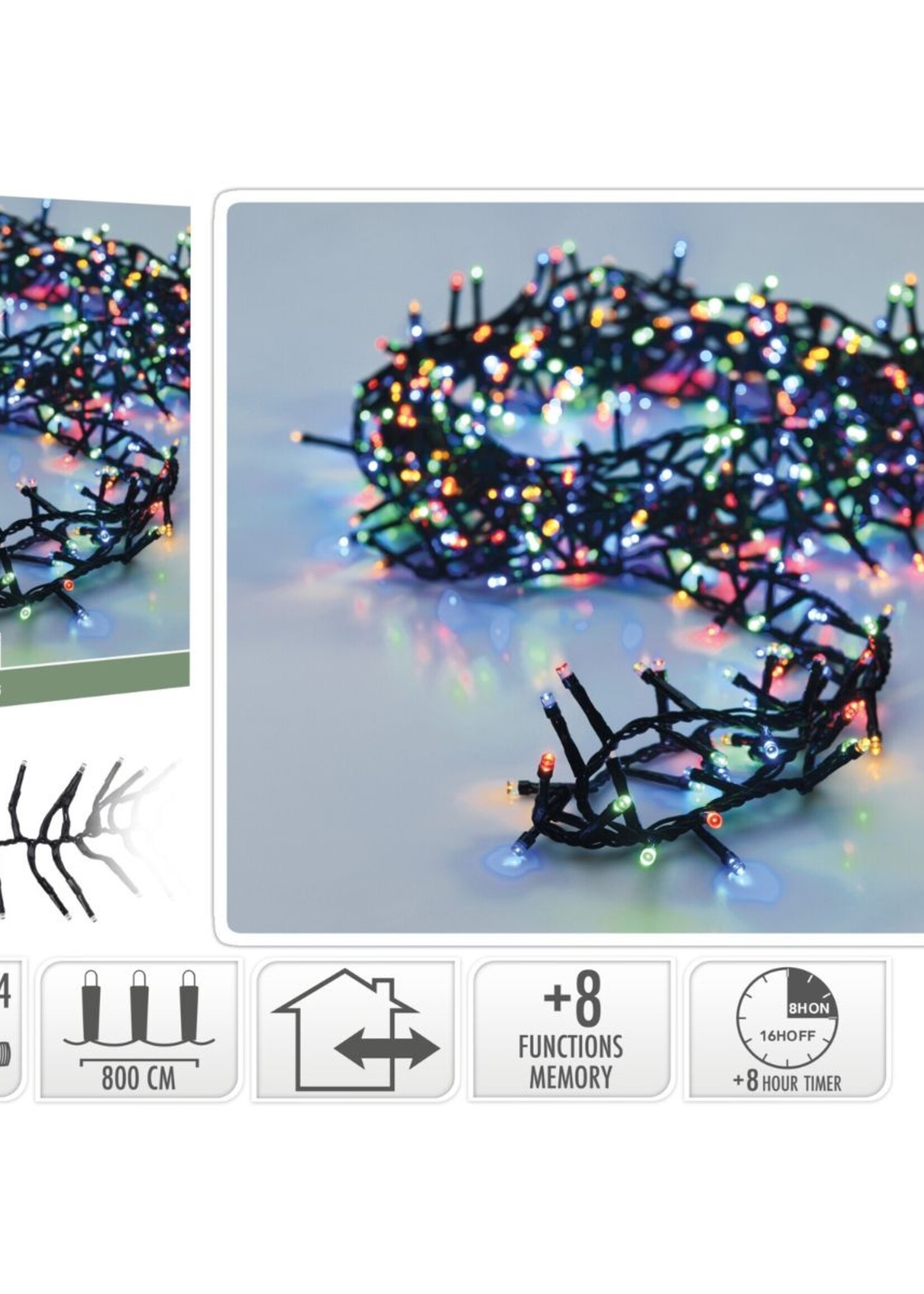 Microcluster - 400 led - 8m - multicolor - Timer - Lichtfuncties - Geheugen - Buiten