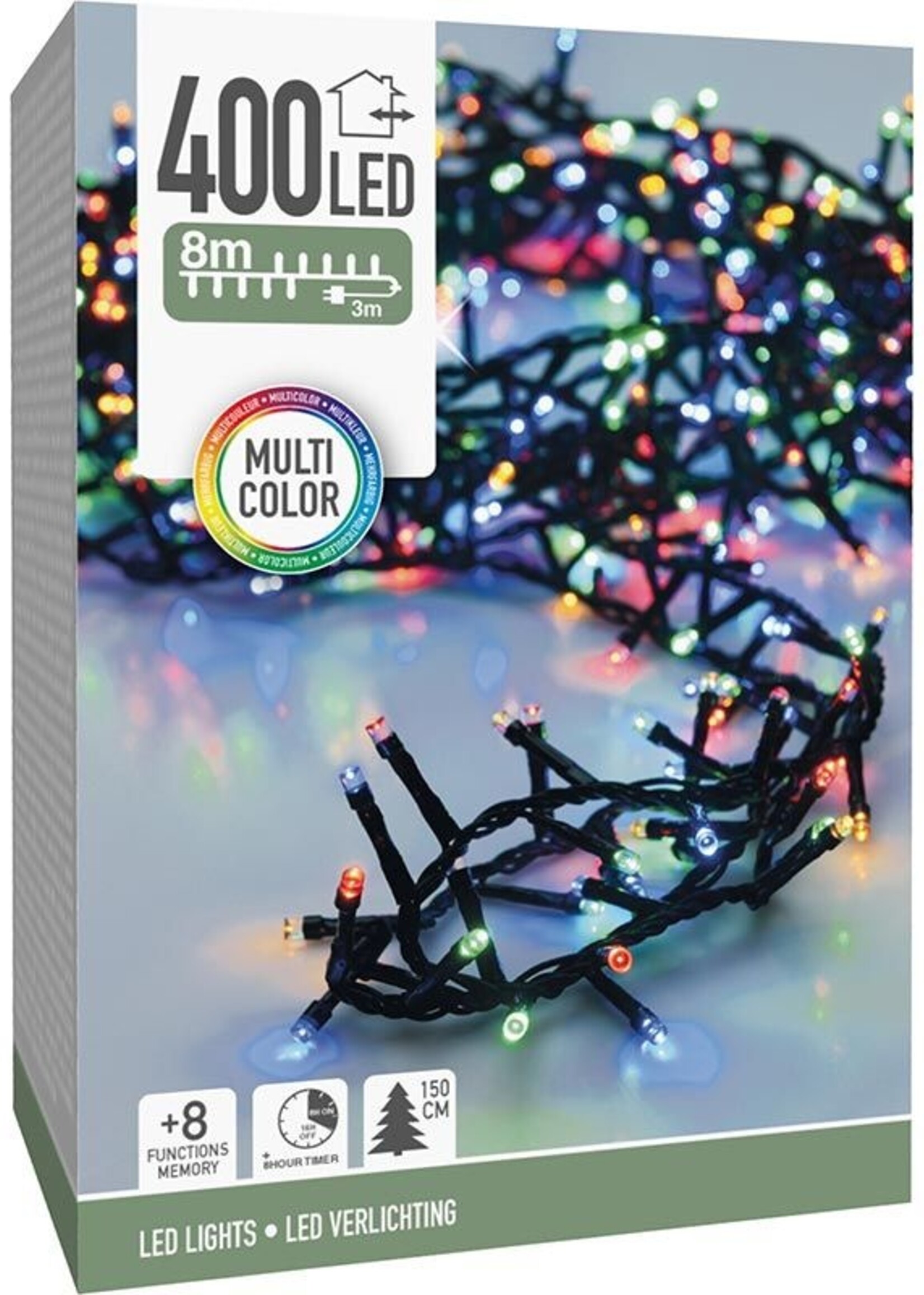 Microcluster - 400 led - 8m - multicolor - Timer - Lichtfuncties - Geheugen - Buiten