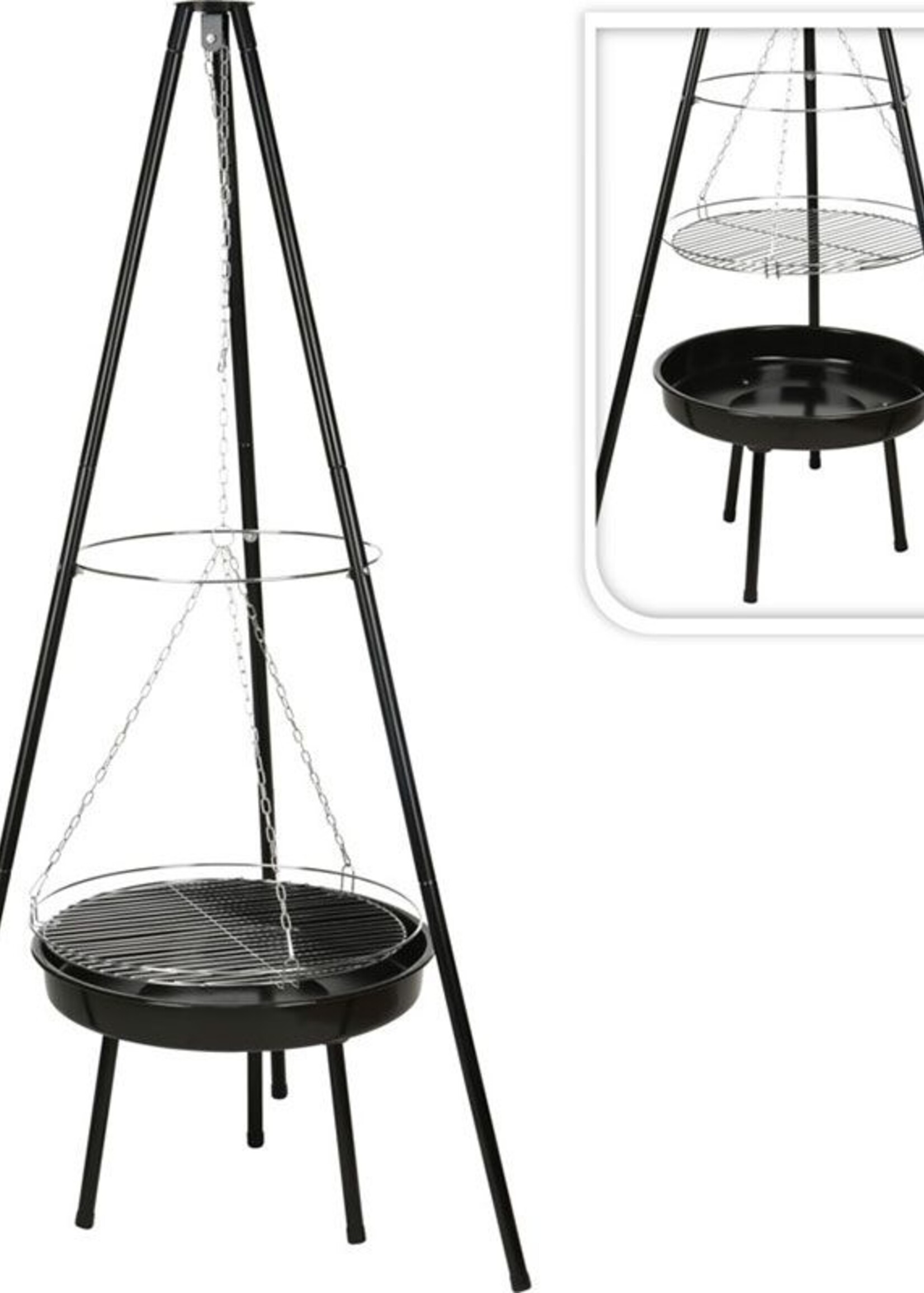 Vuurschaal Hangend- met Grilrooster - Driepoot model