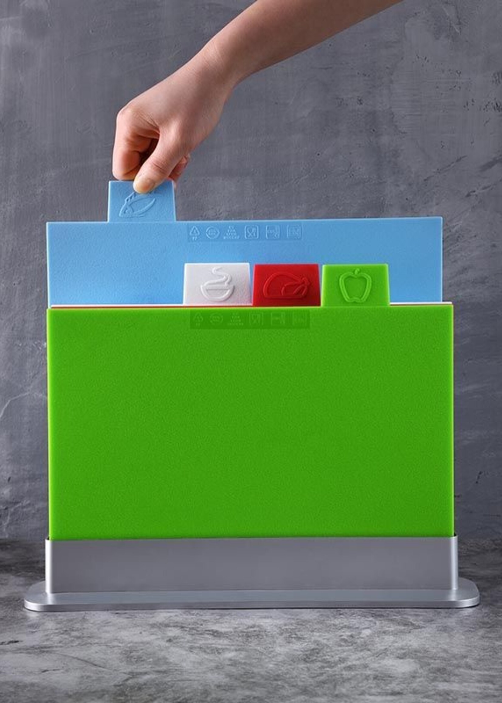 Ceruzo Index Snijplankenset - 4 stuks met Houder