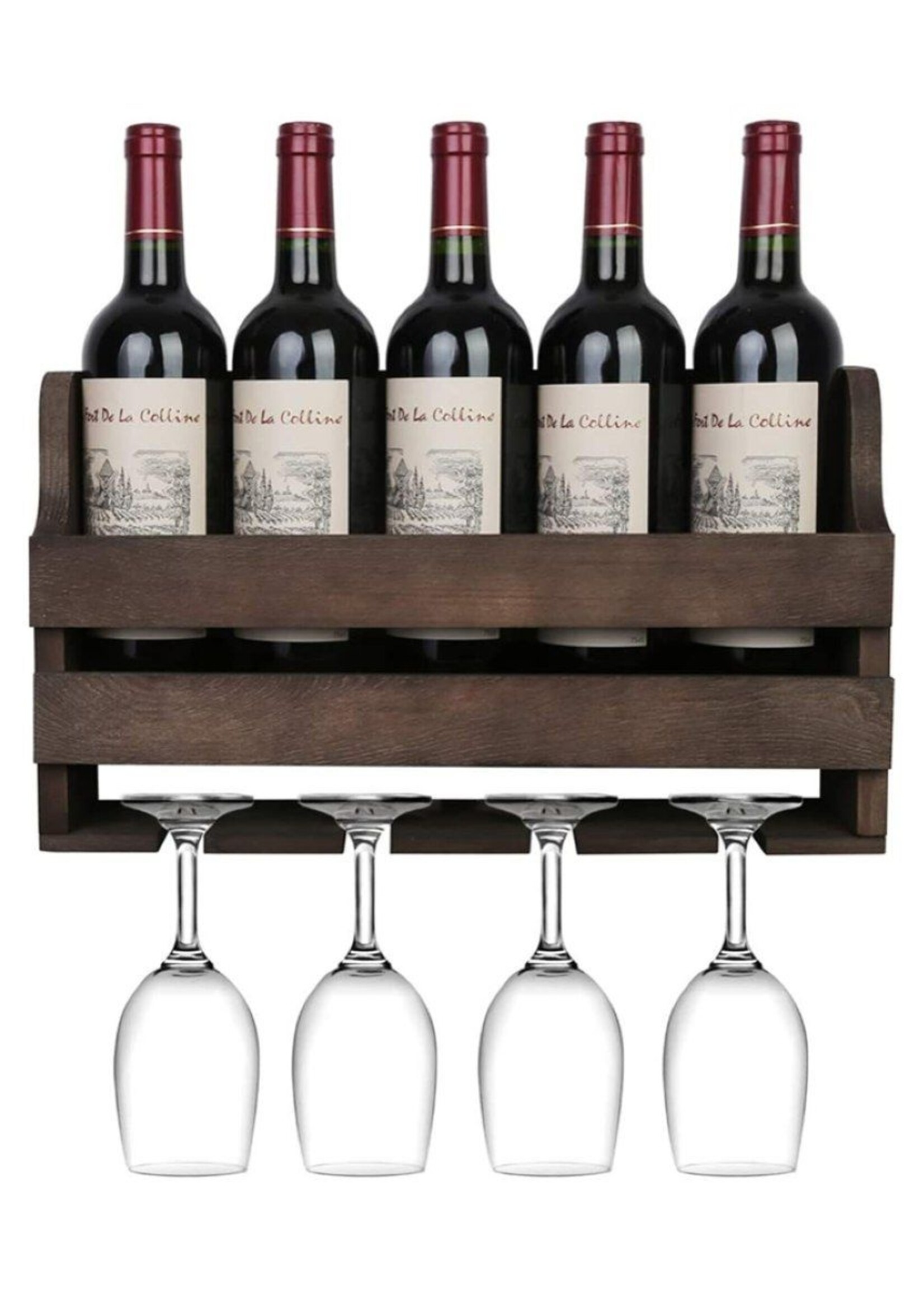 Ceruzo Houten Wijnrek - Wandbevestiging