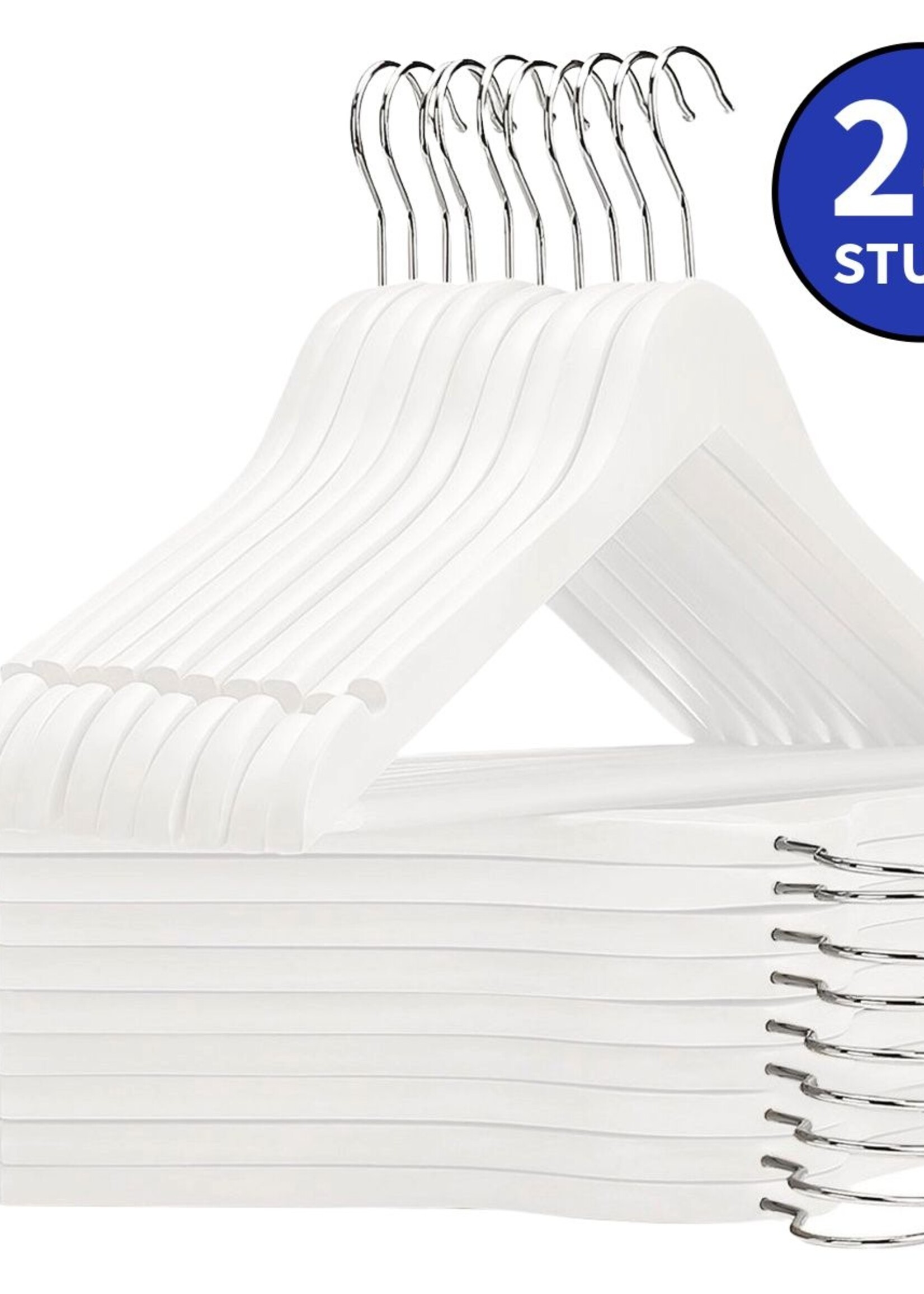 Ceruzo 24 Houten Kledinghangers Wit