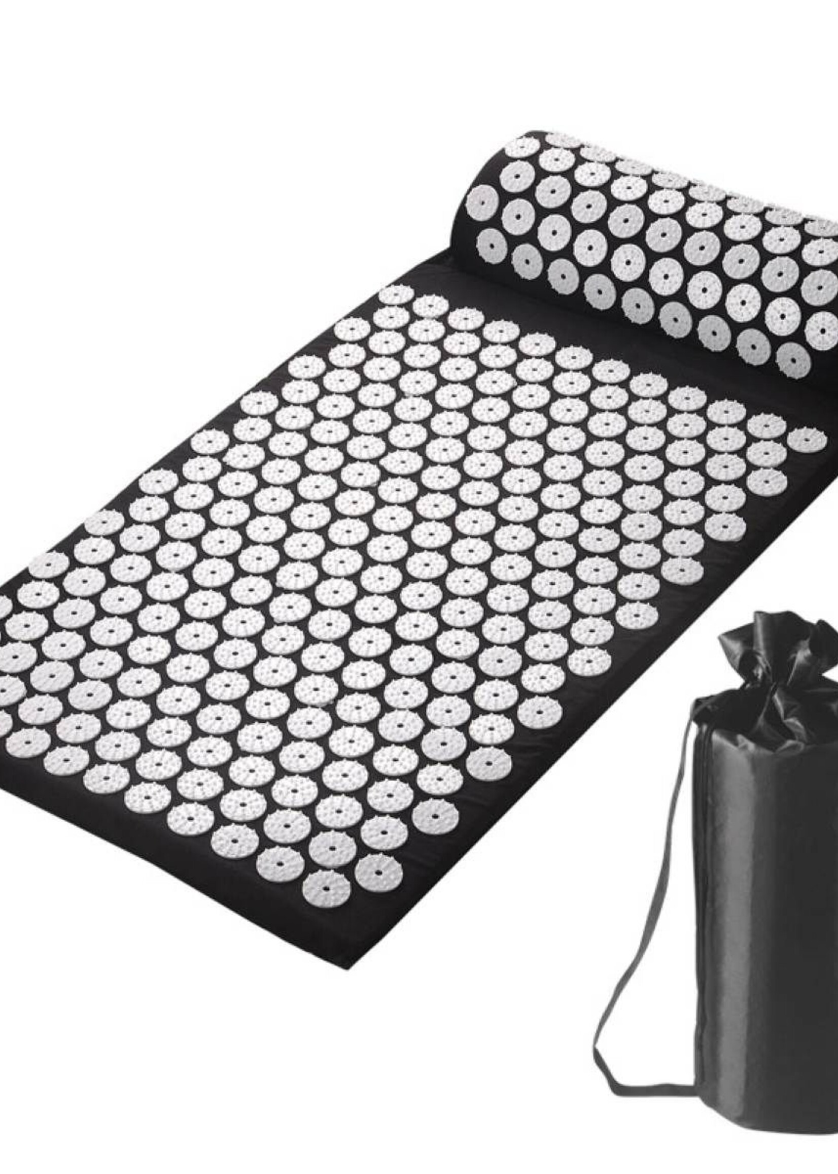 Ceruzo Acupressuur Mat met Kussen - Spijkermat - Zwart/Wit