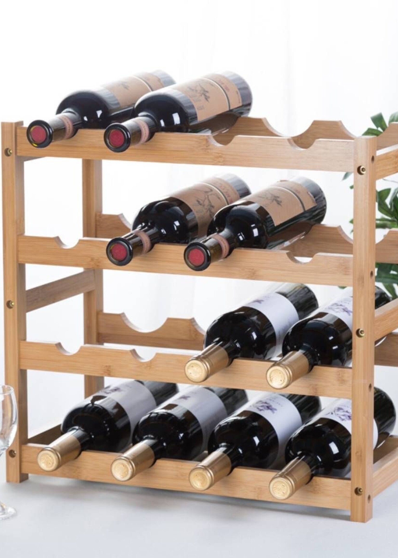 Ceruzo Wijnrek - Bamboe Naturel - voor 16 Wijnflessen