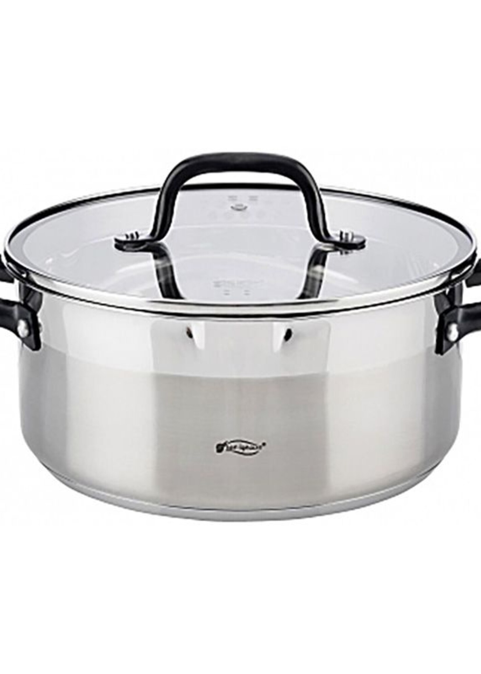 San Ignacio RVS kookpan met glazen deksel, Ø20x8.5cm, 2 liter - serie Vita