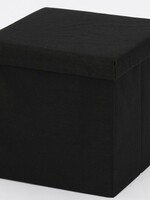 Ceruzo Poef - Zwart - 38x38x38 cm - Opvouwbaar - Hocker met Opbergruimte