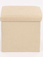 Ceruzo Poef - Beige - 38x38x38 cm - Opvouwbaar - Hocker met Opbergruimte