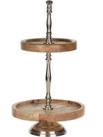 Etagere 2-laags - Mangohout met  Metaal