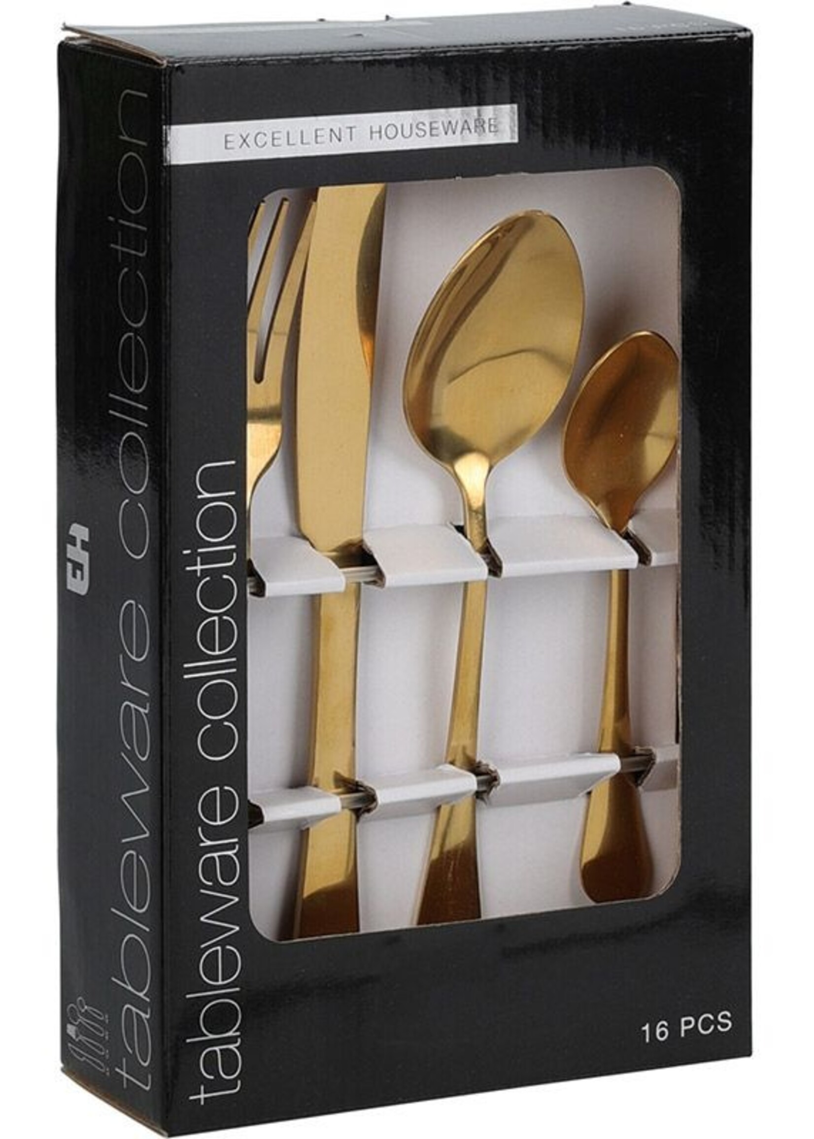 Excellent Houseware Bestekset 16 dlg - RVS - Goud