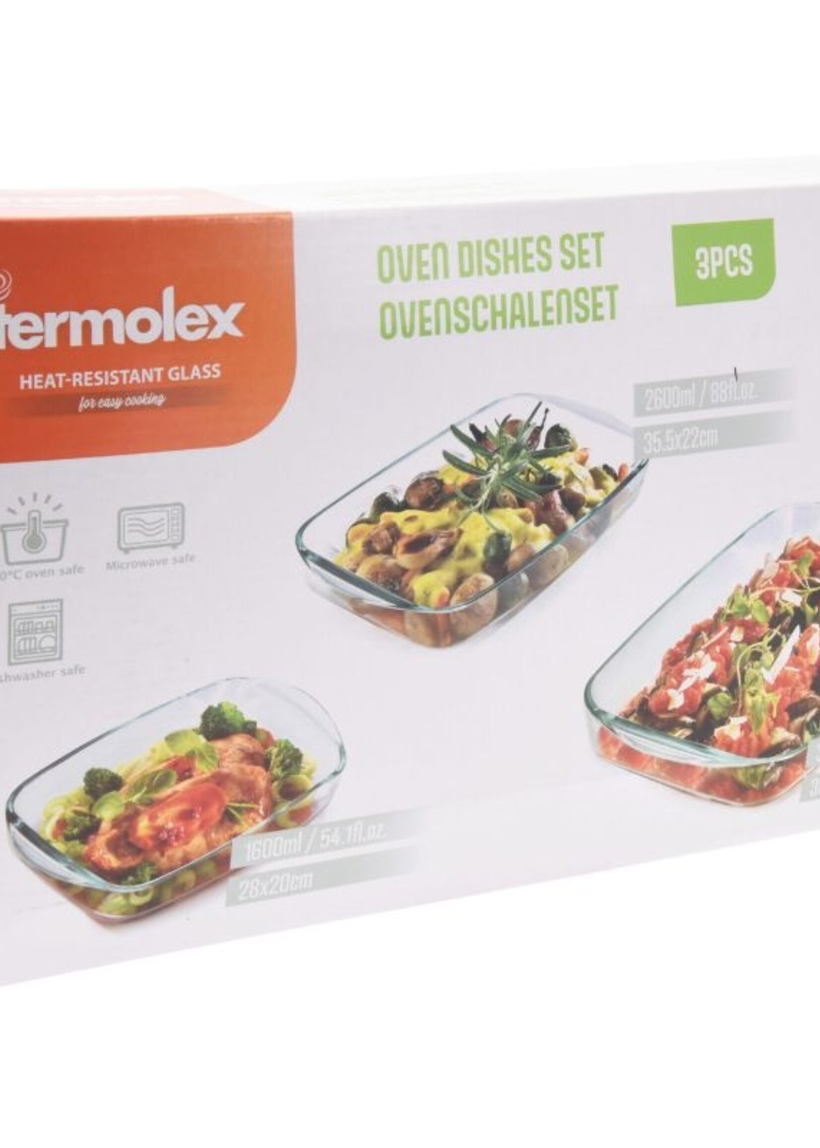 Termolex Ovenschalen Set - 3-delig - 1.6L -2.6L - 3.6L - Glas - Vaatwasserbestendig