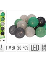 ProGarden Decoratieslinger verlicht - 20 LED Lampionnen van Katoen - met Timer - Groen