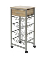 Duett Keukentrolley op Wieltjes - 4 Uitneembare Manden - 1 Lade