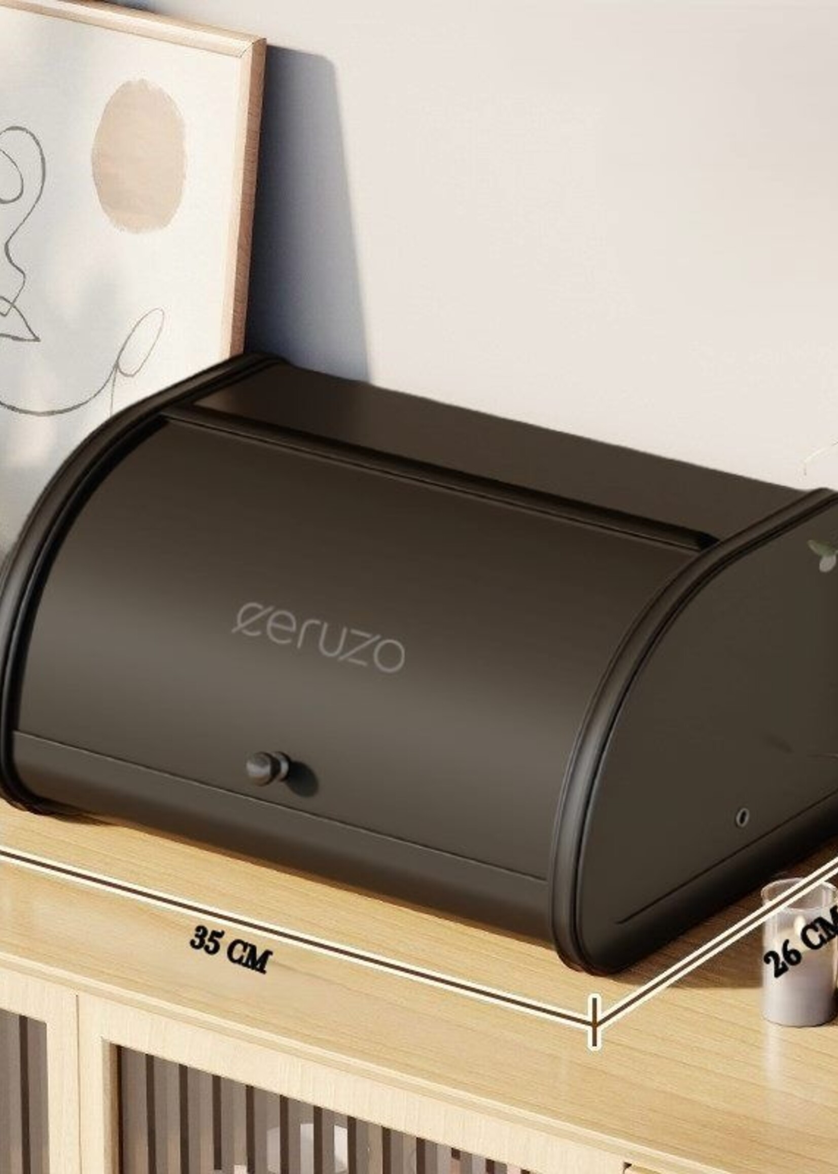 Ceruzo Broodtrommel - met Schuifdeksel - 35cm - mat zwart