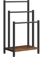 Ceruzo Handdoekrek - Metaal met MDF -  3 Armen - Vrijstaand - Mat Zwart