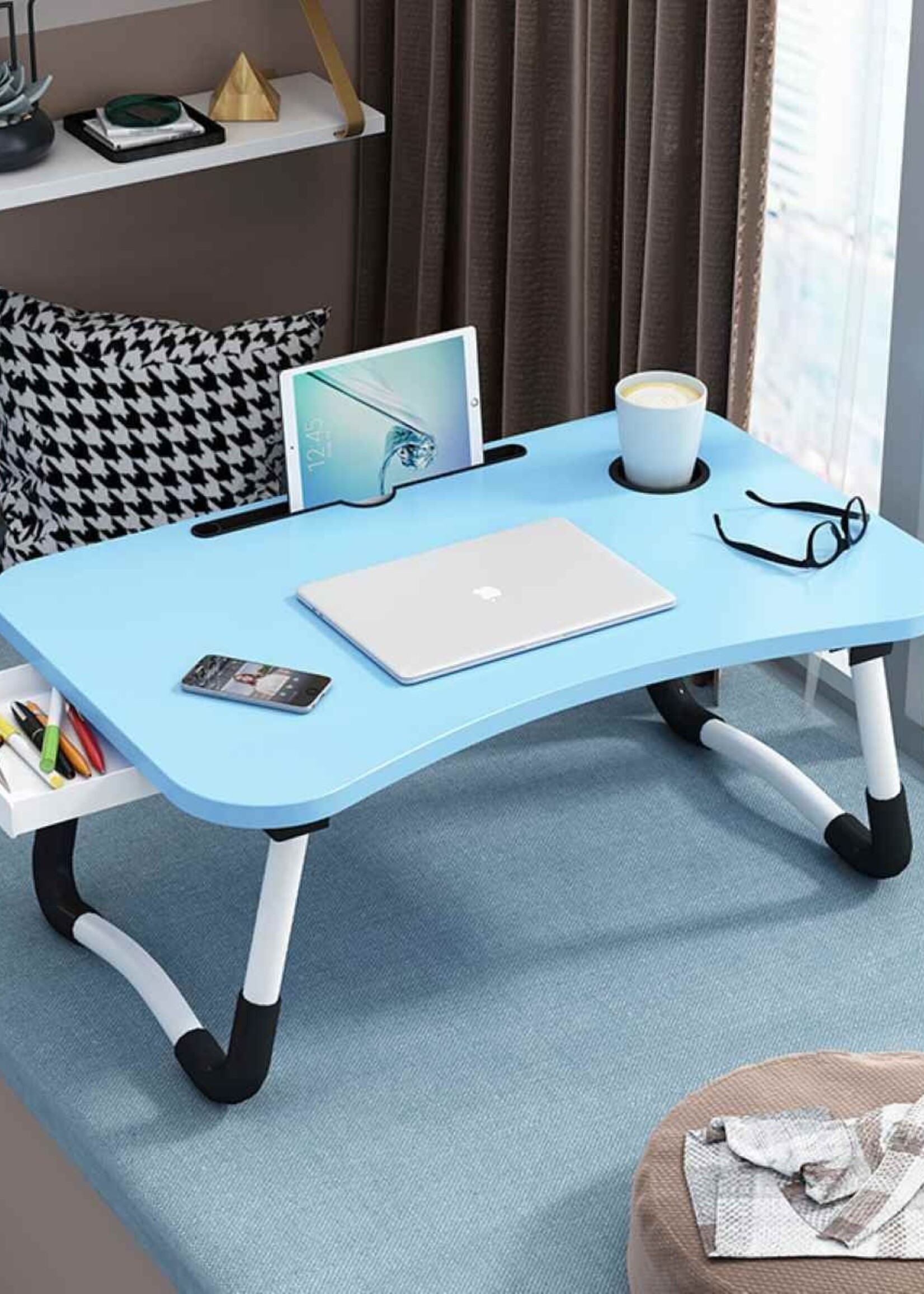 Ceruzo Opklapbare Laptoptafel - Bedtafel - 60x40 cm - Blauw
