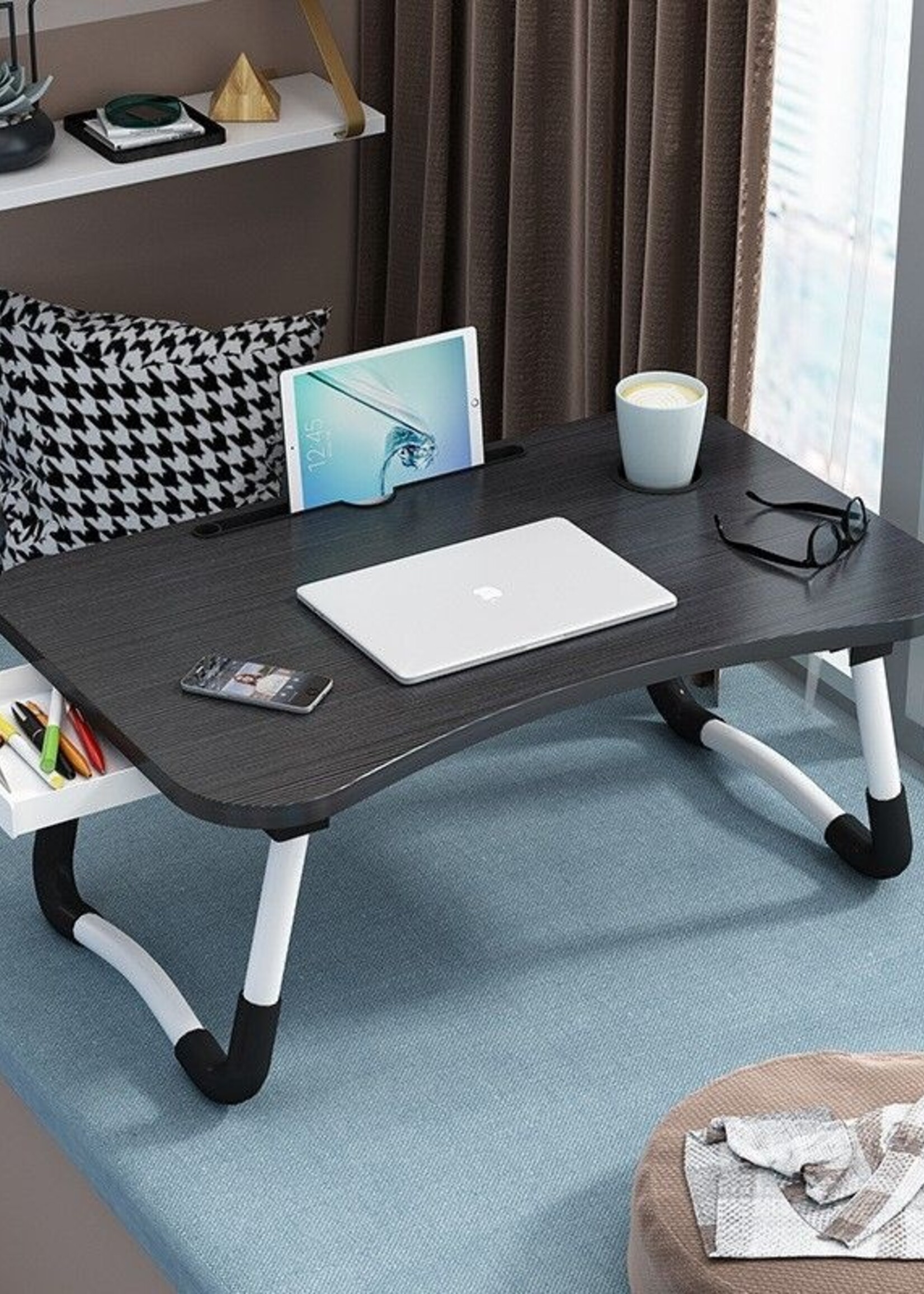 Ceruzo Opklapbare Laptoptafel - Bedtafel - 60x40 cm - Zwart