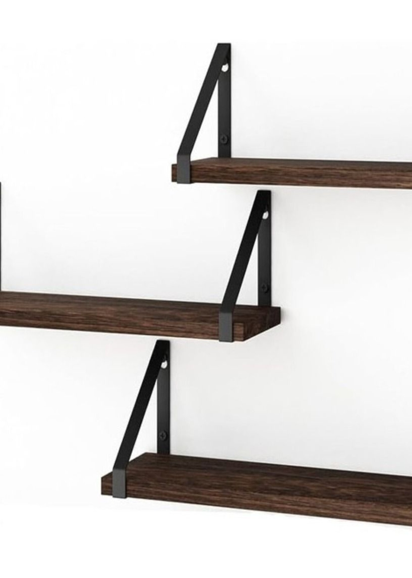 Ceruzo Wandplank Zwevend - Set van 3 - 40/35/30 x 12 cm - Vintage