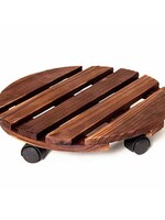 Ceruzo Plantentrolley met Wieltjes - Rond 30 cm - Hout