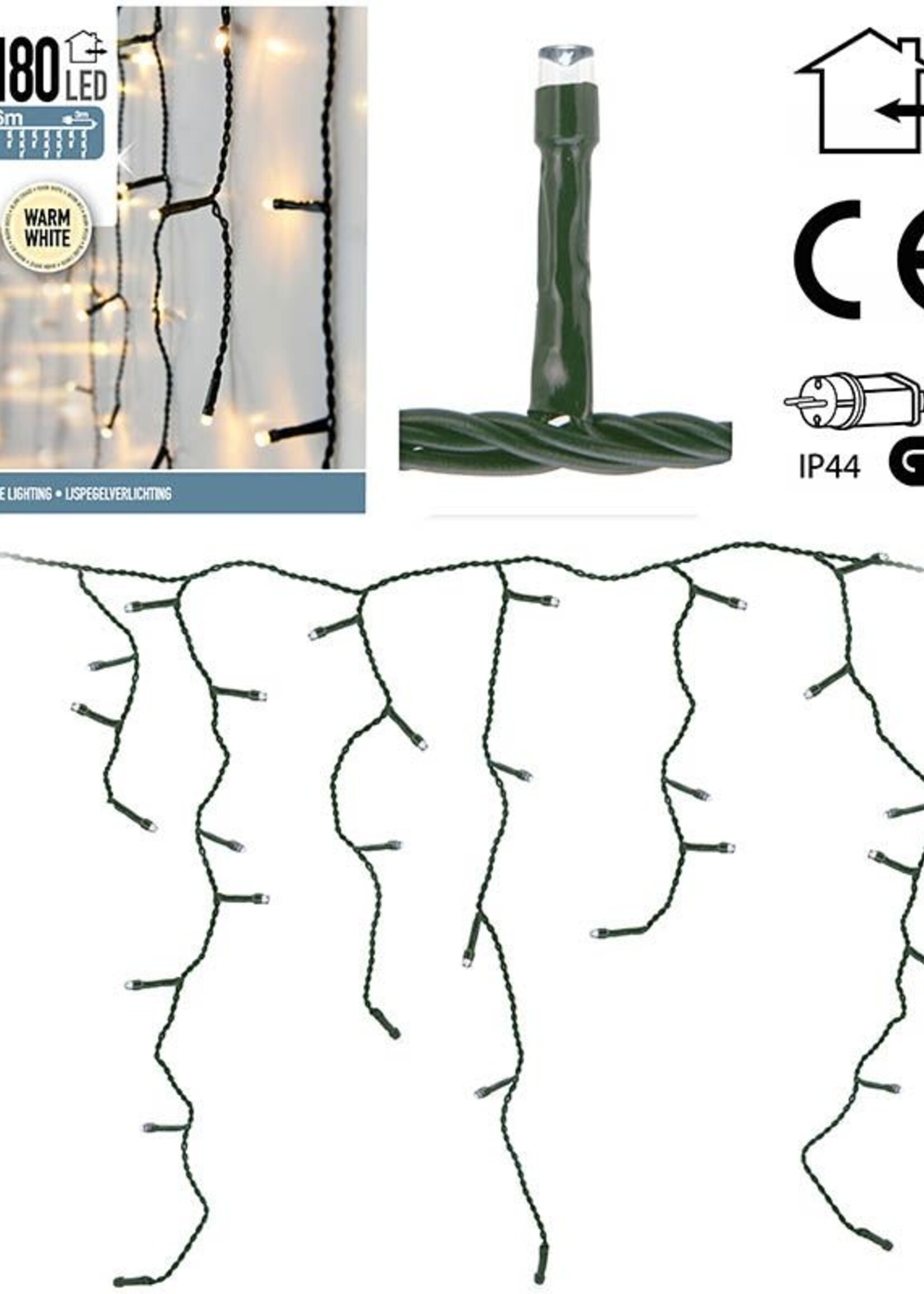 IJspegel verlichting 180 LED's - 6 meter - warm wit