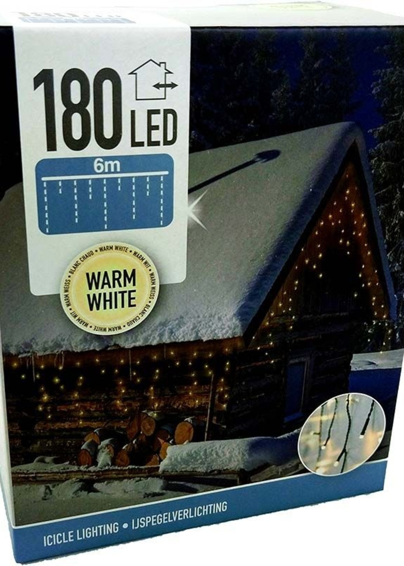 IJspegel verlichting 180 LED's - 6 meter - warm wit