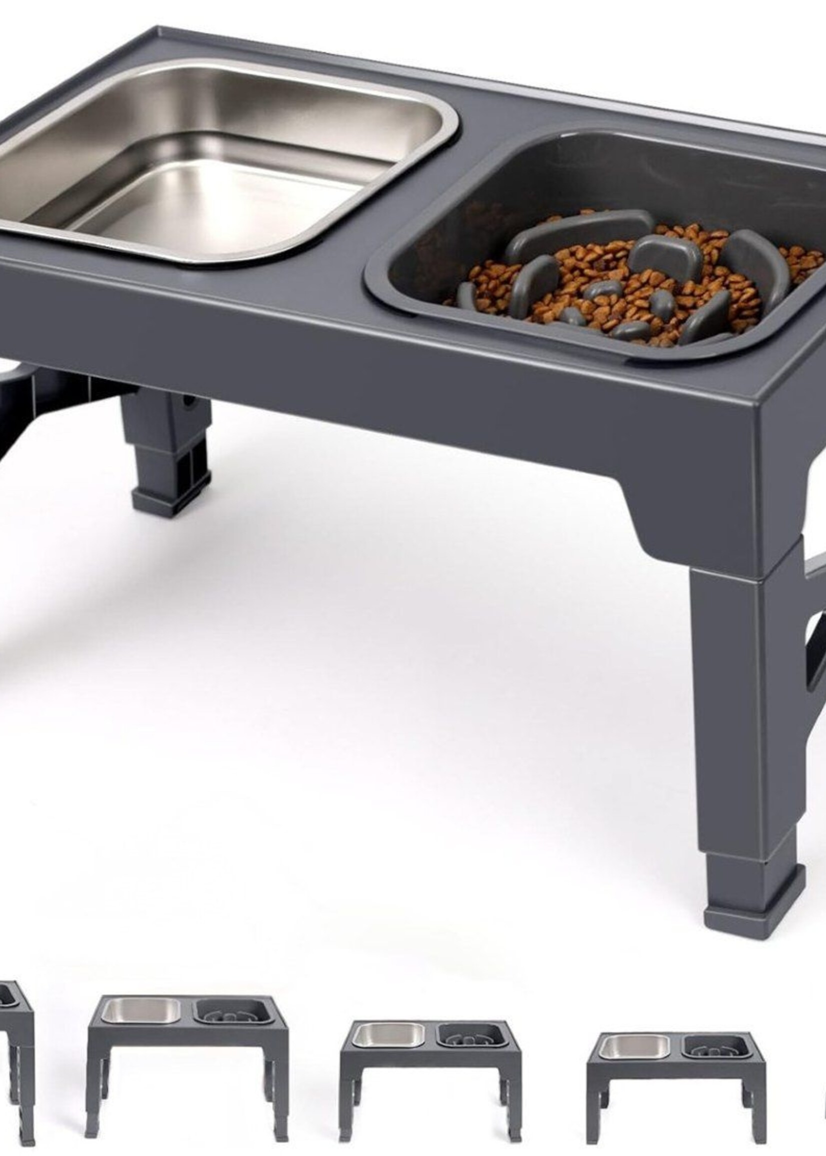 Ceruzo Hondenvoerbak - 4 Hoogtes - Verstelbaar - Anti Schrokbak