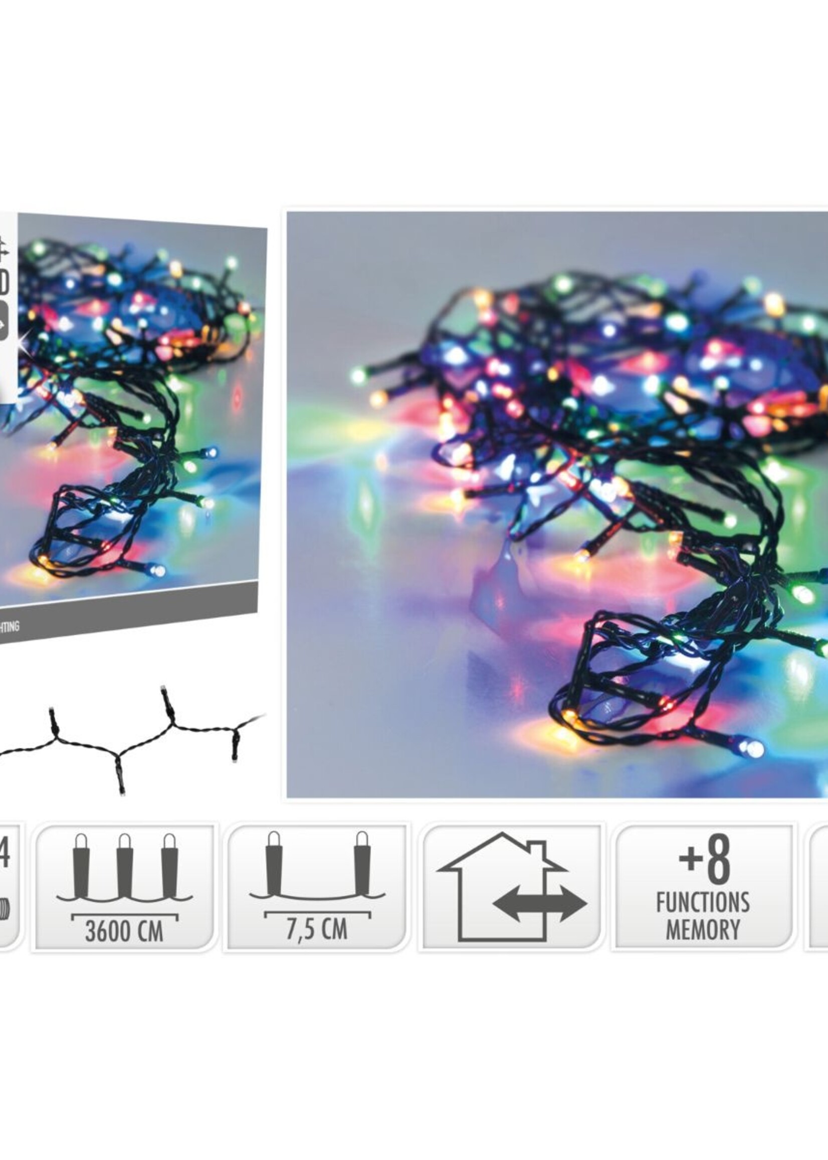 Kerstverlichting 480 led- 36m - multicolor - Timer - Lichtfuncties - Geheugen - Buiten