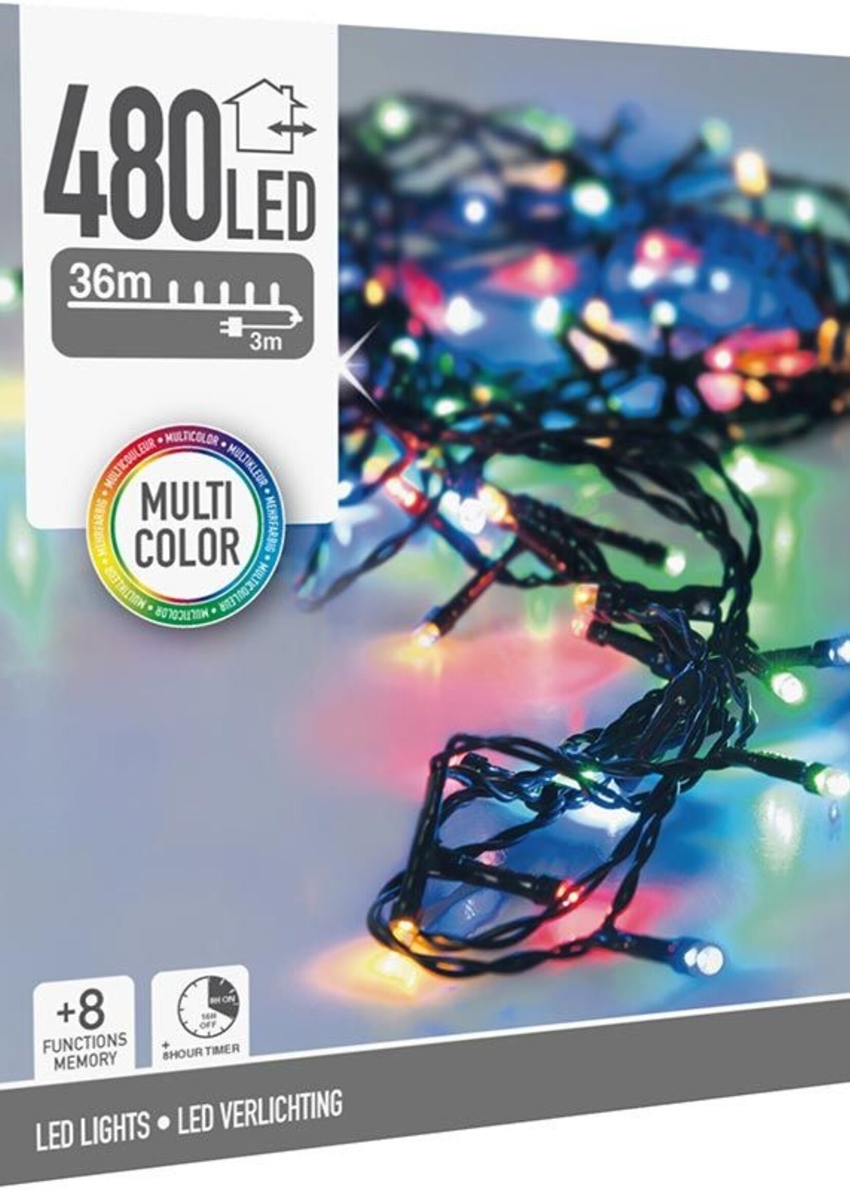 Kerstverlichting 480 led- 36m - multicolor - Timer - Lichtfuncties - Geheugen - Buiten
