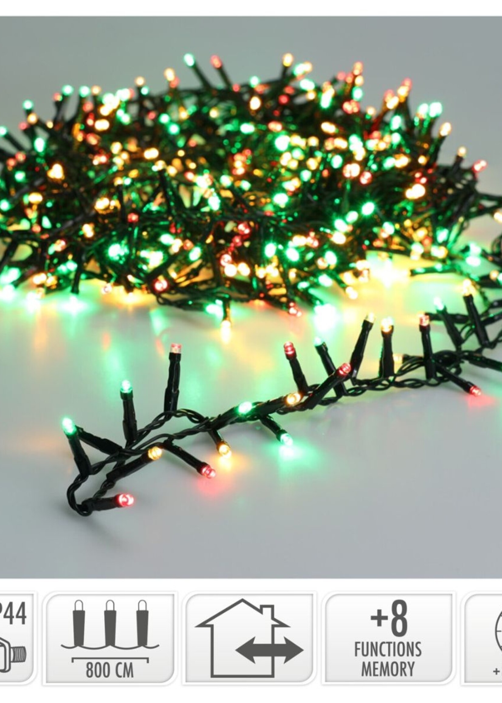 Microcluster - 400 led - 8m - three tone traditional - Timer - Lichtfuncties - Geheugen - Buiten