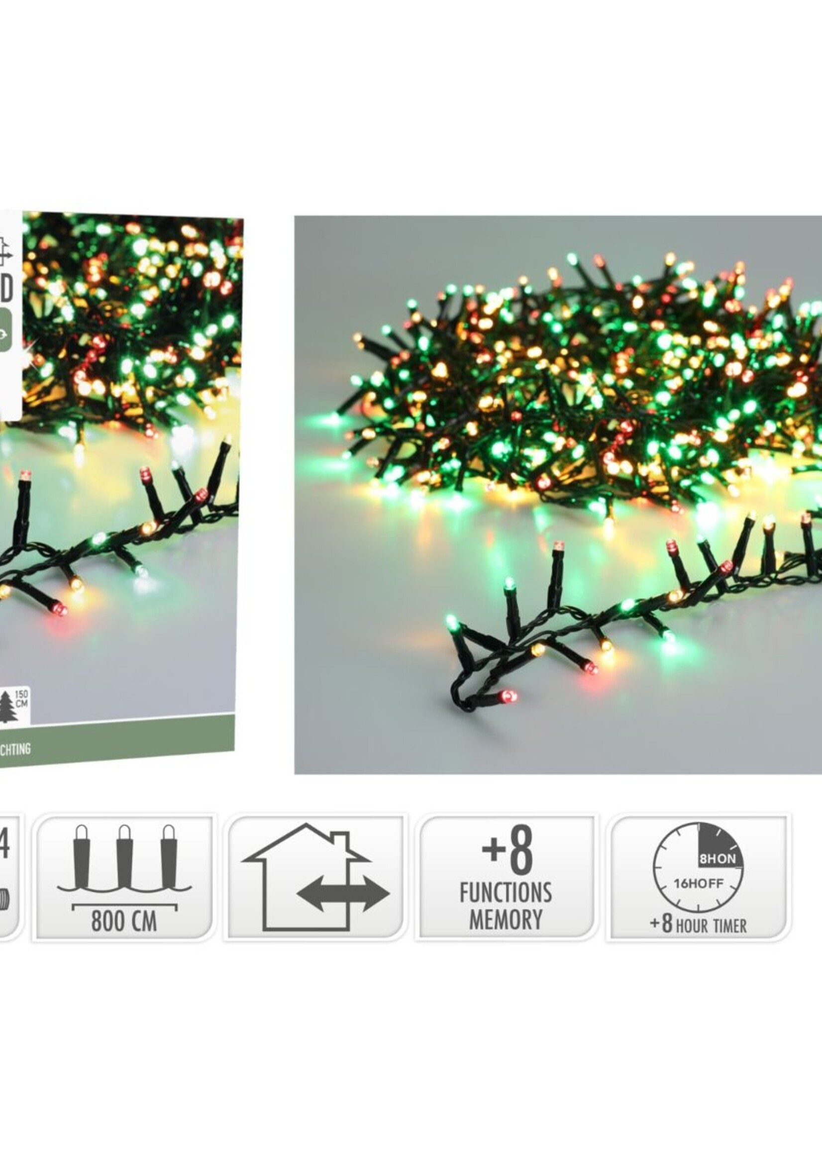 Microcluster - 400 led - 8m - three tone traditional - Timer - Lichtfuncties - Geheugen - Buiten