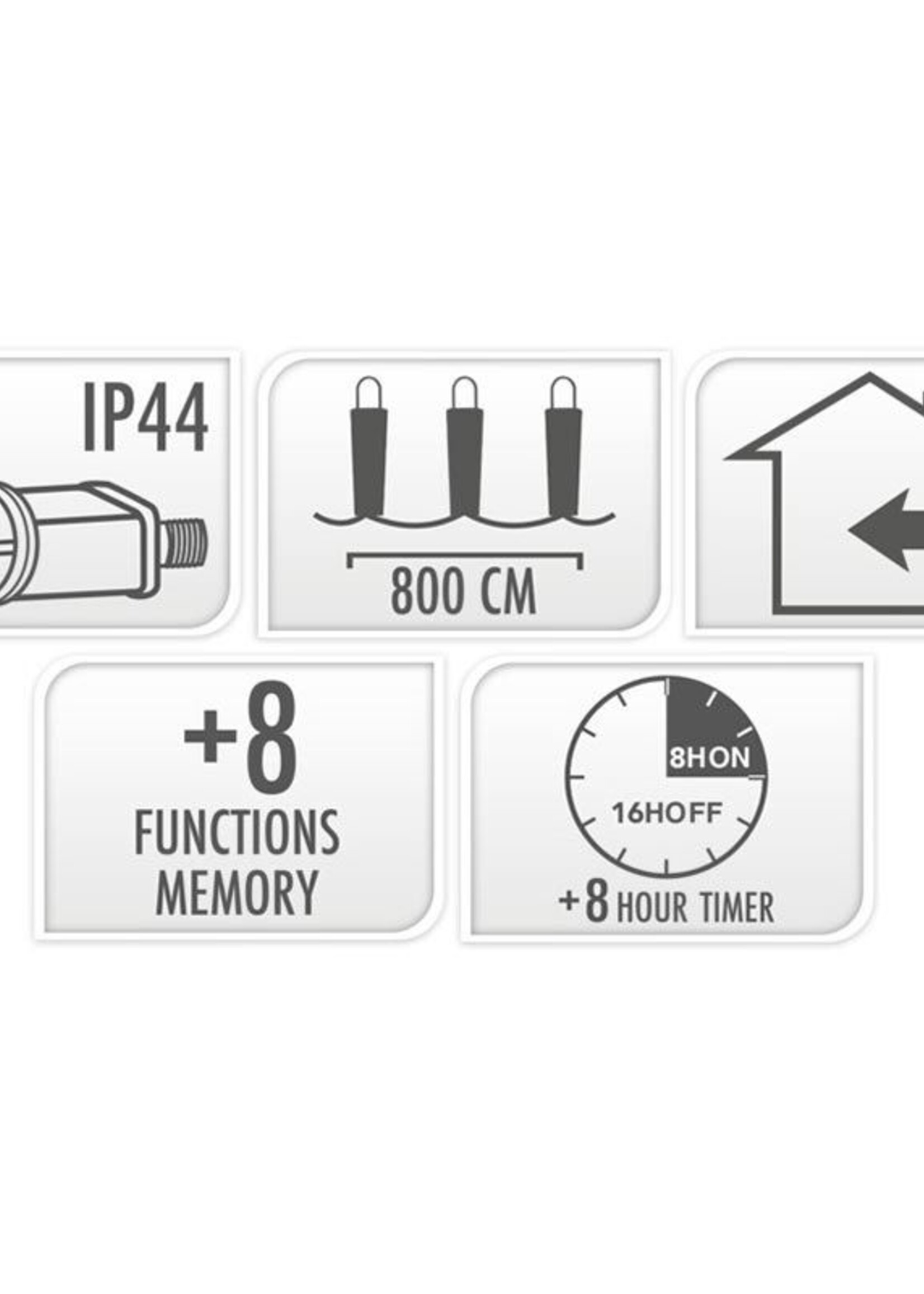 Microcluster - 400 led - 8m - three tone traditional - Timer - Lichtfuncties - Geheugen - Buiten