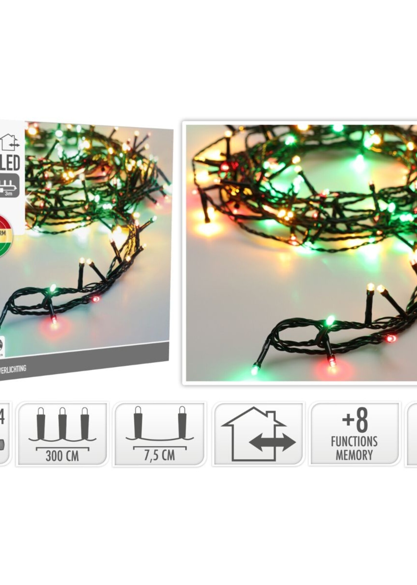 Kerstverlichting 240 led- 18m - three tone traditional - Timer - Lichtfuncties - Geheugen - Buiten