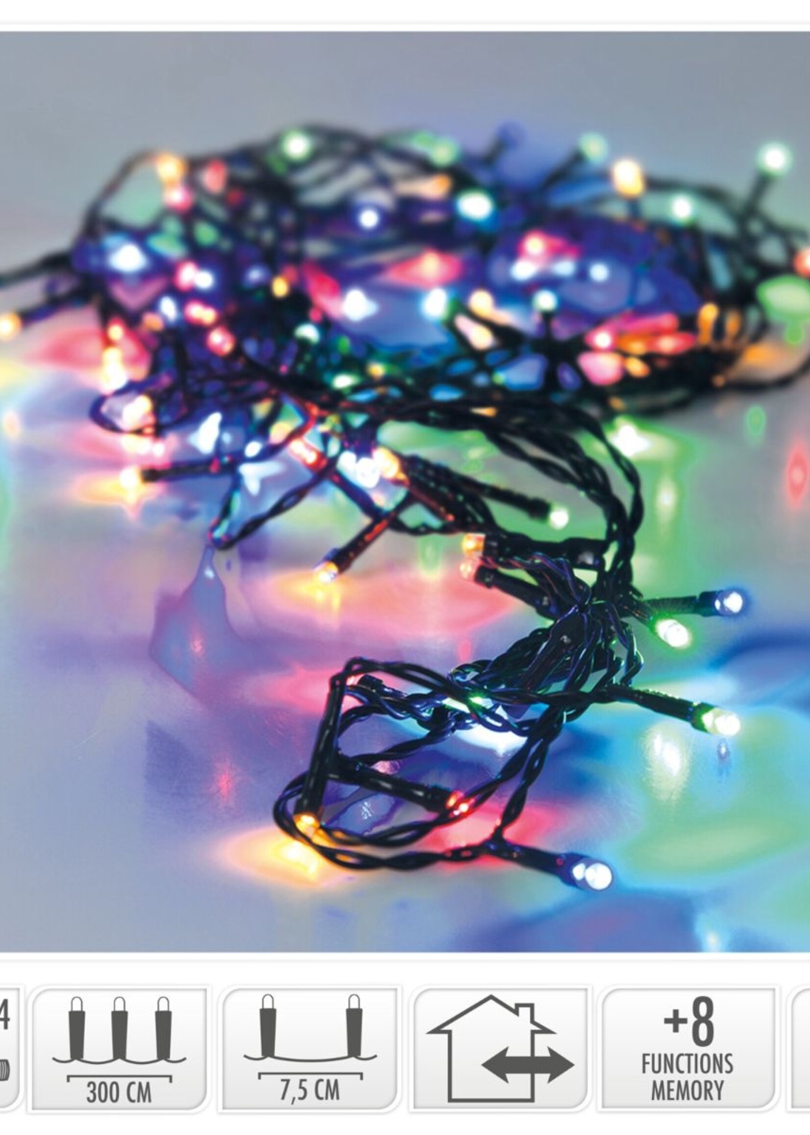 Kerstverlichting 40 led- 3m - multicolor - Timer - Lichtfuncties - Geheugen - Buiten
