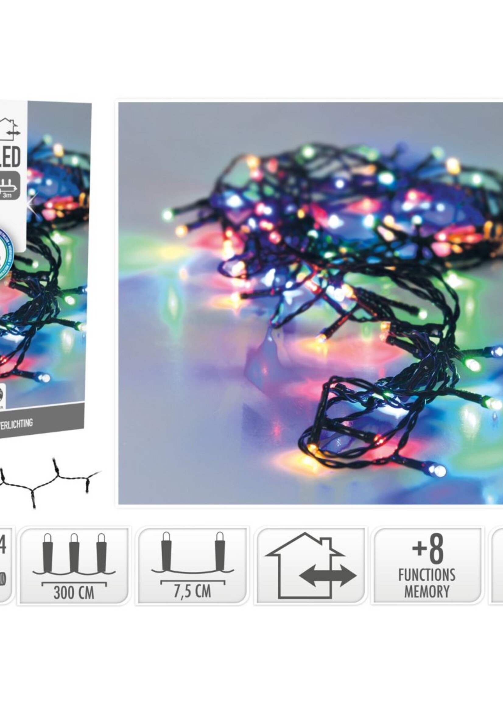 Kerstverlichting 40 led- 3m - multicolor - Timer - Lichtfuncties - Geheugen - Buiten