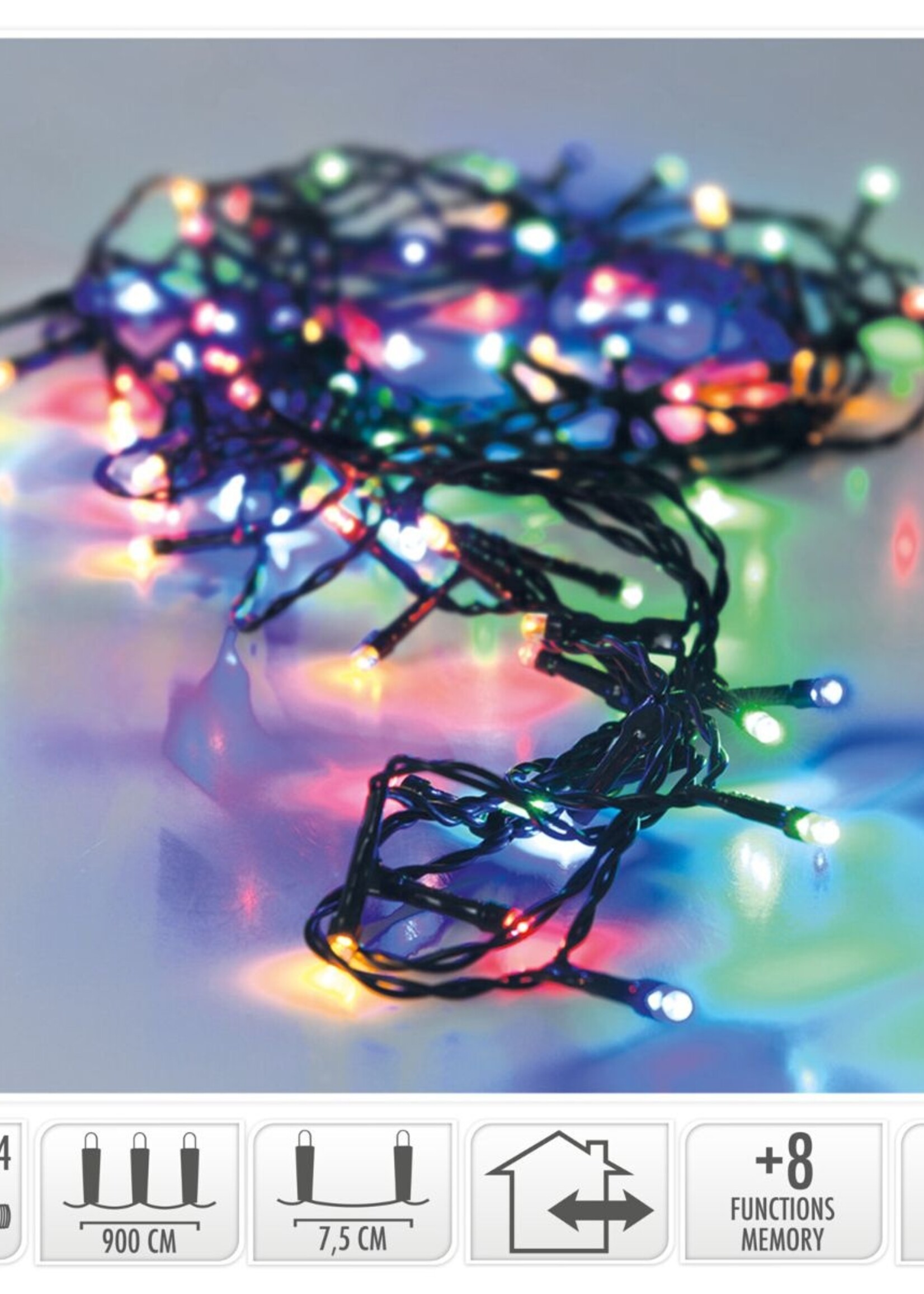 Kerstverlichting 120 led- 9m - multicolor - Timer - Lichtfuncties - Geheugen - Buiten