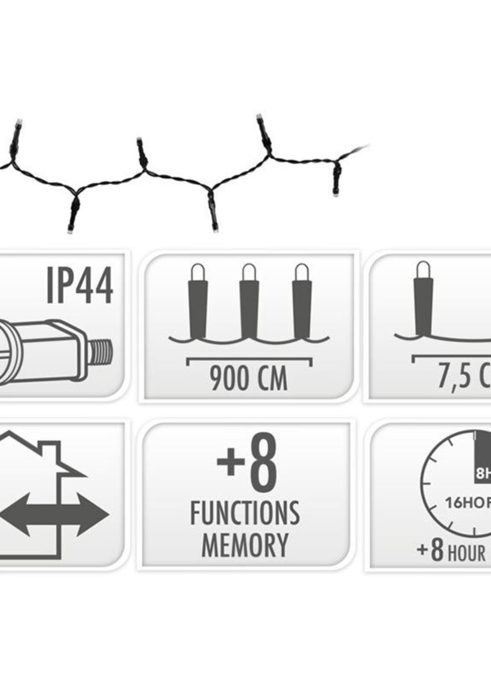 Kerstverlichting 120 led- 9m - multicolor - Timer - Lichtfuncties - Geheugen - Buiten