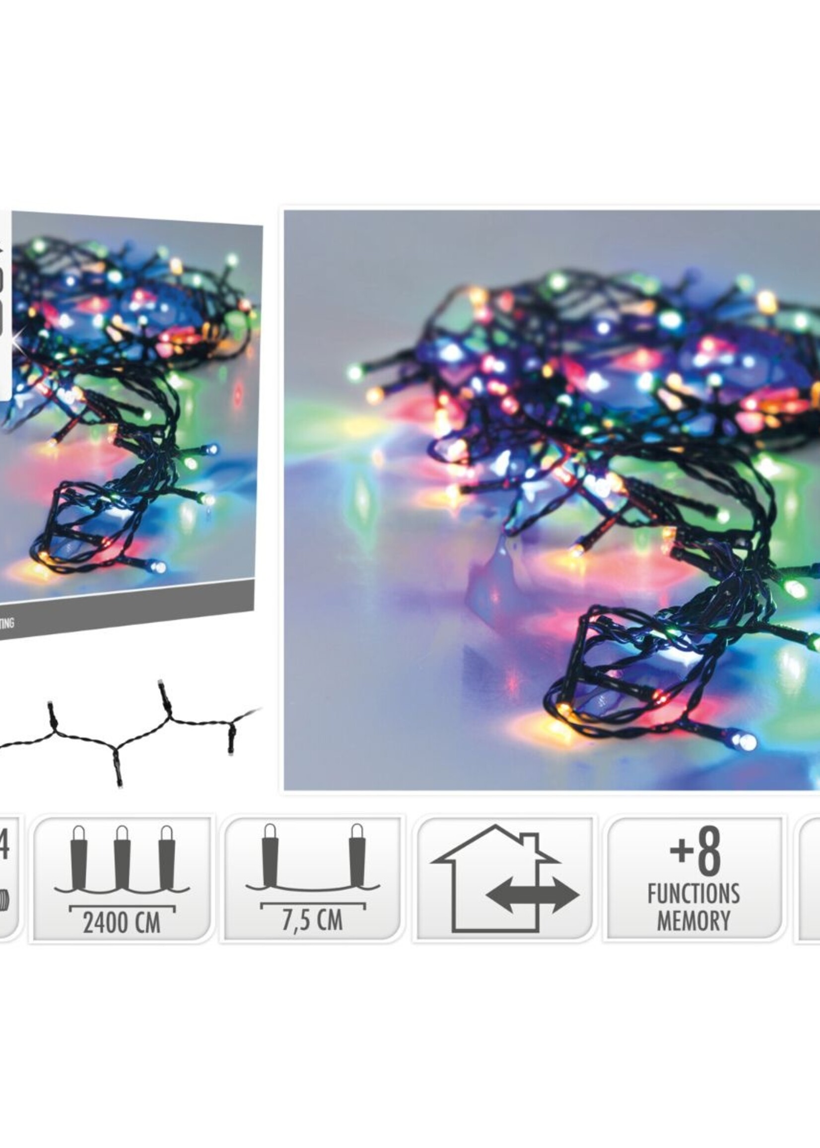 Kerstverlichting 320 led- 24m - multicolor - Timer - Lichtfuncties - Geheugen - Buiten